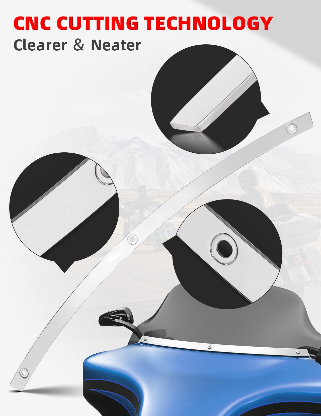 Amazicha Polished Windshield Trim Chrome Compatible for Harley Davidson Touring Street Glide Electra Glide Ultra Limited Tri Gli