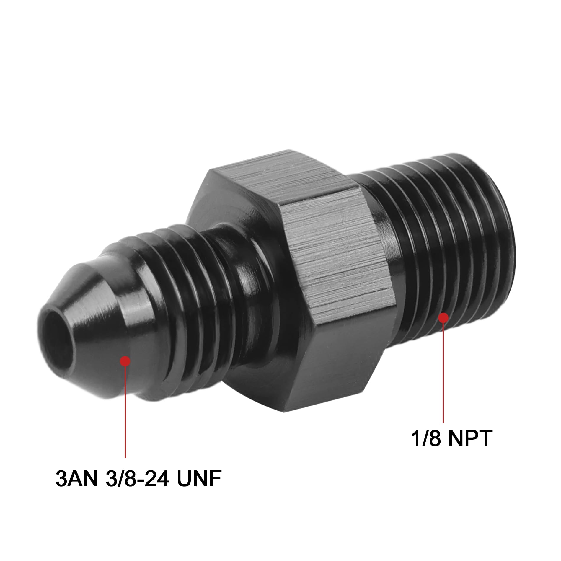Evil Energy 3An Male Flare To 1/8'' Npt Pipe Fitting Adapter Straight Aluminum Black