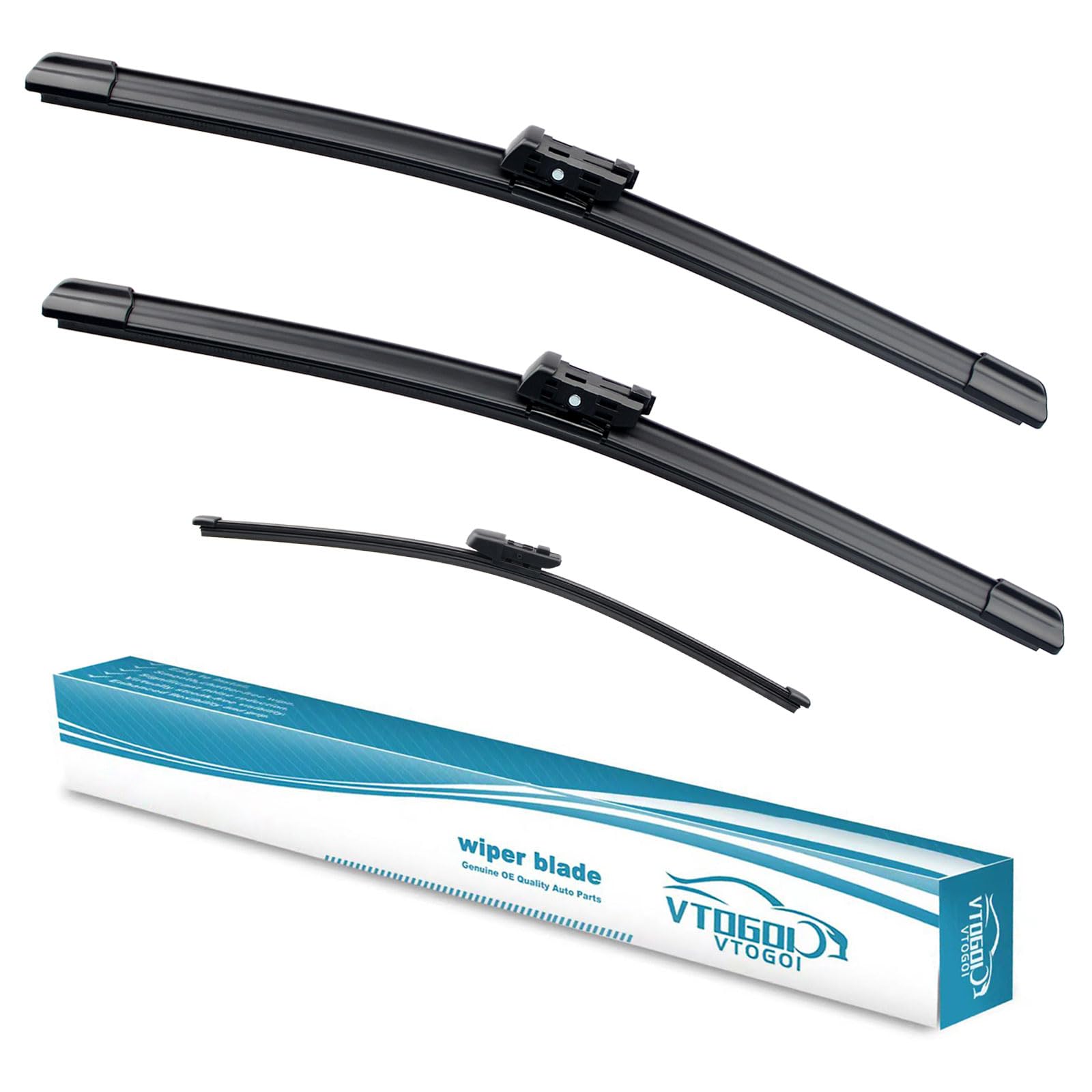 Vtogoi Wiper Blades With Rear Wiper Blades Set For 2018-2023 Volkswagen Atlas,Automotive Replacement Windshield Wiper Blades, Th