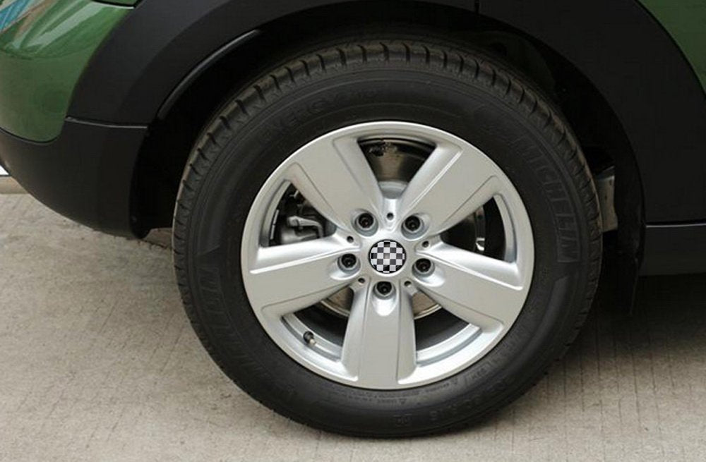 Ijdmtoy Black/White Checker Pattern Style Wheel Center Cap Covers Compatible With Mini Coopers R50 R51 R52 R53 R55 R56 R57 R58 R