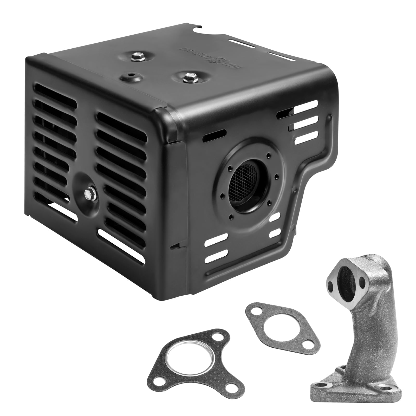 Sutmorly Muffler Exhaust Kit Assembly Fits Honda Gx340 Gx390 Gx420 11Hp 13Hp 16Hp Harbor Freight 420 Engine Water Pump Snowblower Pressure Washer With Head Shield Manifold And Two Gaskets, No Nuts