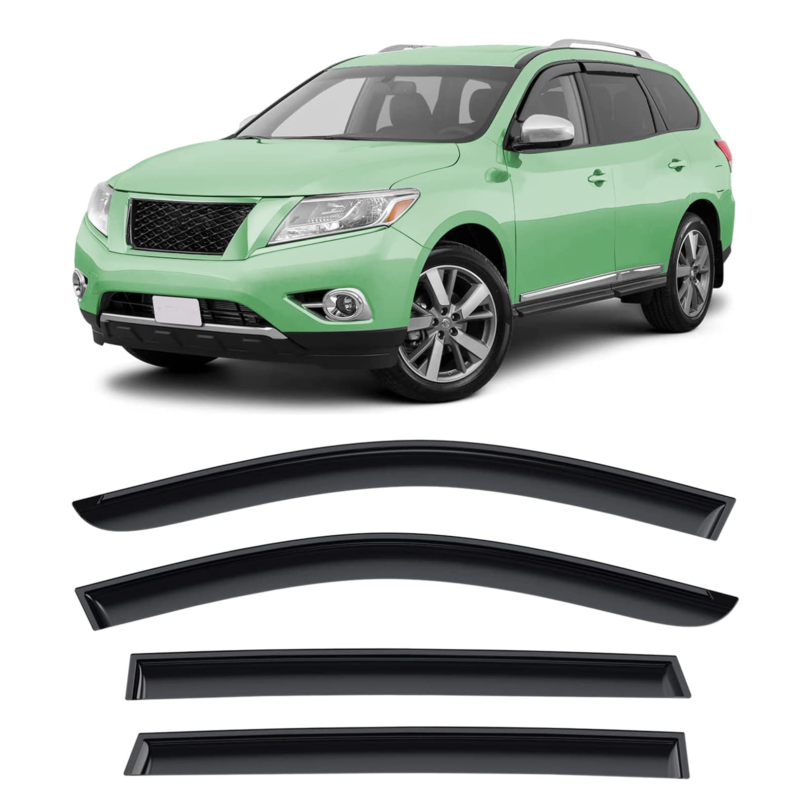 Zzdsnj Tape-On Windows Visor 4-Piece For 2013-2021 Nissan Pathfinder Rain Guards Shield Shade Smoke 94479