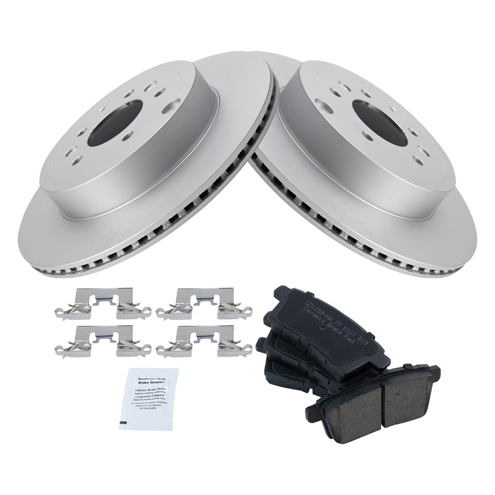 Trq Rear Brake Pad & Rotor Kit Brake Pads Brake Rotor Ceramic Premium G-Coated Compatible With 2007-2015 Mazda Cx-9