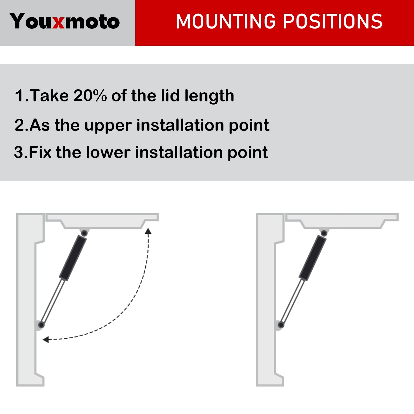 20 Inch 180 Lbs /800 N Gas Spring Shock Struts Fit For Heavy-Duty Floor Hatch Truck Tonneau Cover Camper Rv Bed Large Outdoor Bo