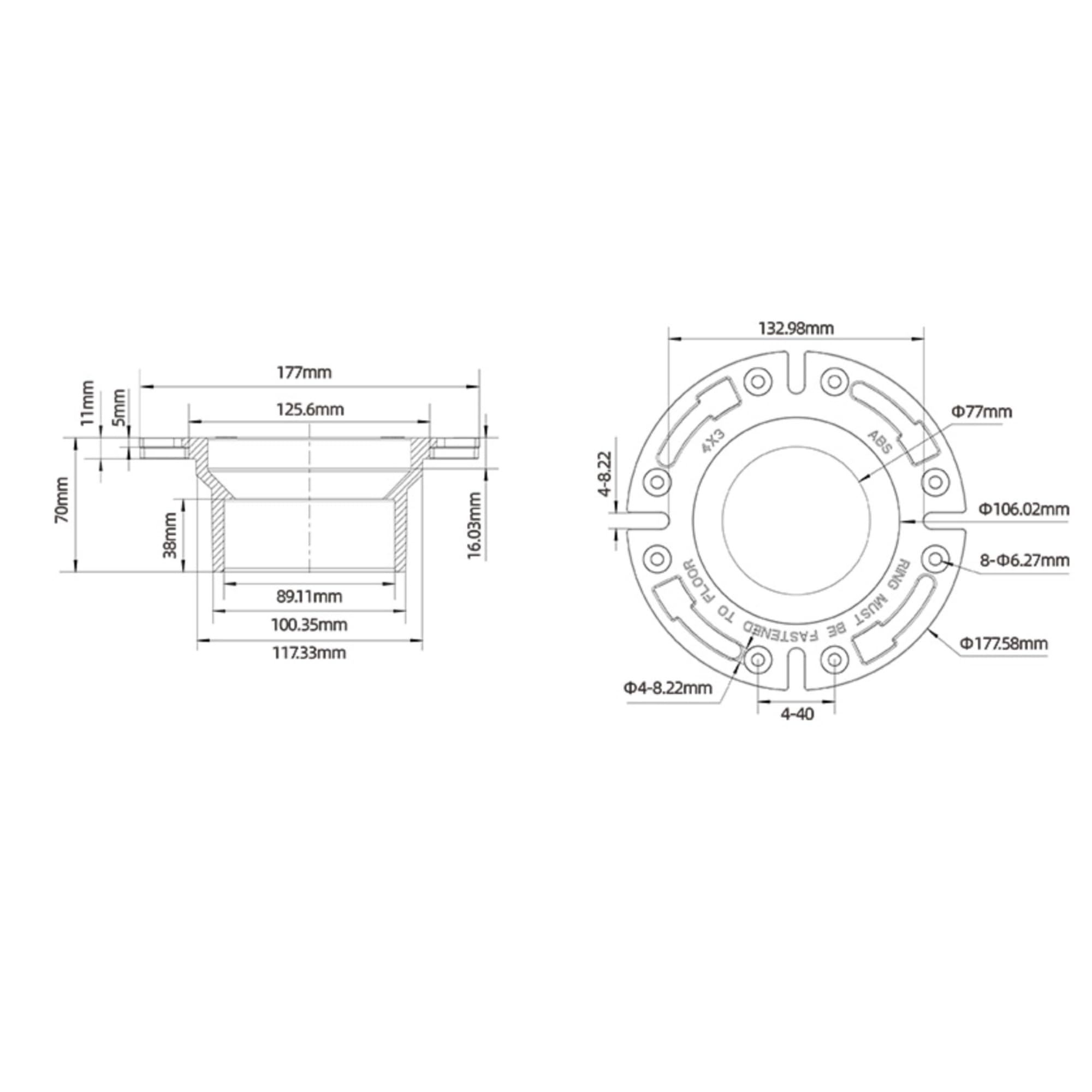 SEAFLO Universal Replacement RV Toilet 3 Floor Flange White