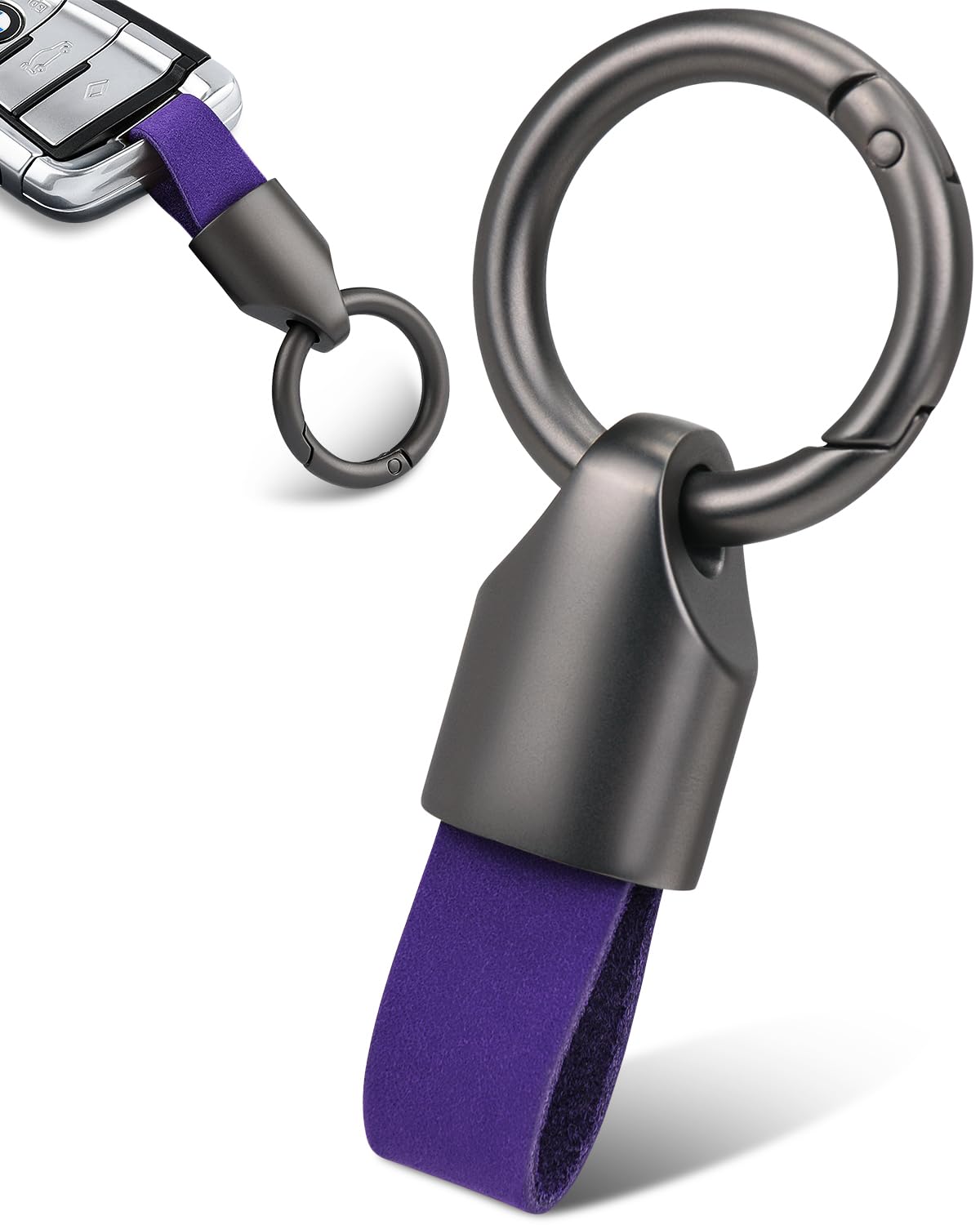 Whtawtaw Car Key Chain Ring Clip, Small Leather Key Fob Accessory With Keyrings Zinc Alloy Buckle, Multunctional Keychain Ring H