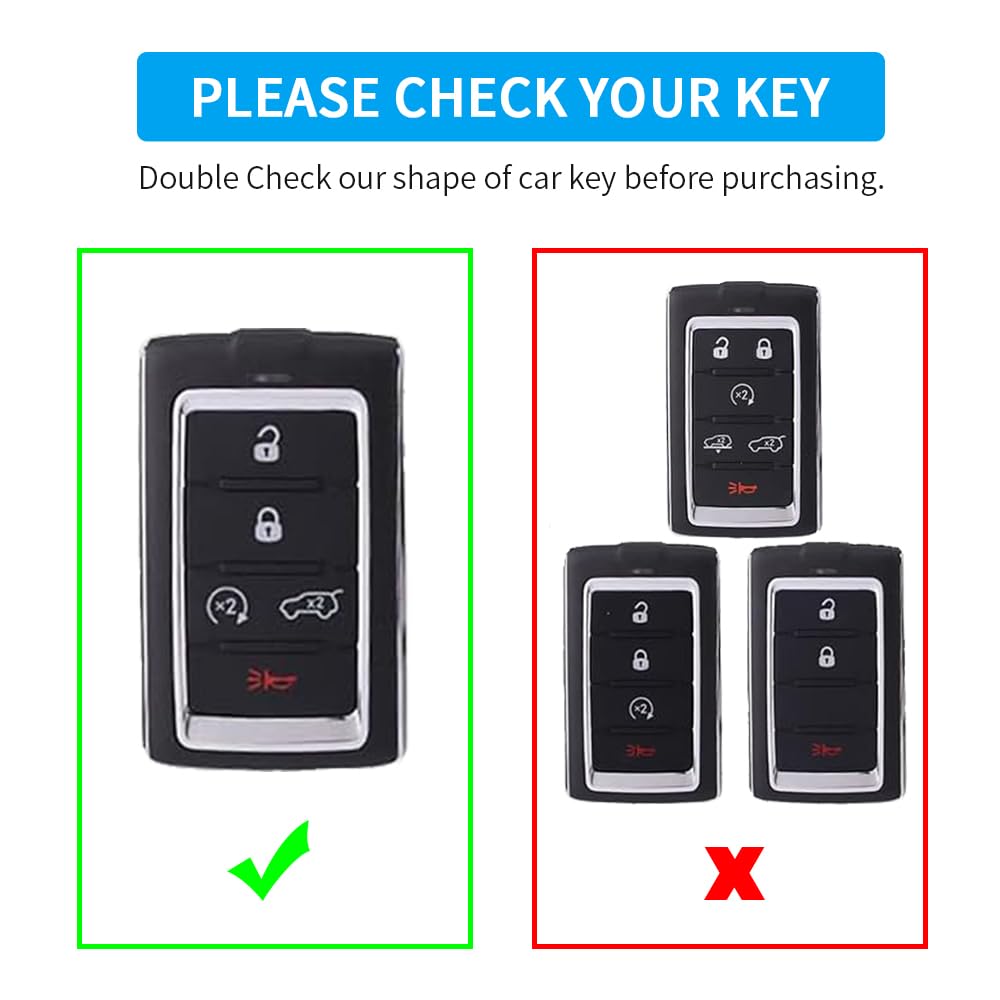 Mild East For Jeep Key Fob Cover With Keychain, Car Key Case Shell Protection 5 Buttons, Fit For Jeep Grand Cherokee Wagoneer Gr