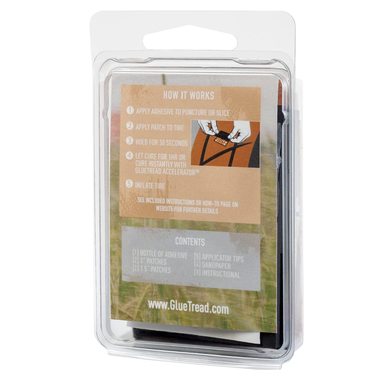 Gluetread External Patch Kit - For Tubeless Tires - No Need To Remove Tire - Kit Includes Enough Material To Patch 4 Tires - Atv Sidewall Repair Kit