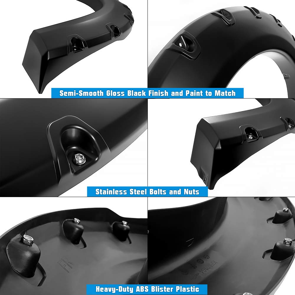 Aps Fender Flares, Compatible With Ford F-250 F-350 Super Duty 1999-2007 Injection Moulding Wheel Flares Pocket Rivet Style