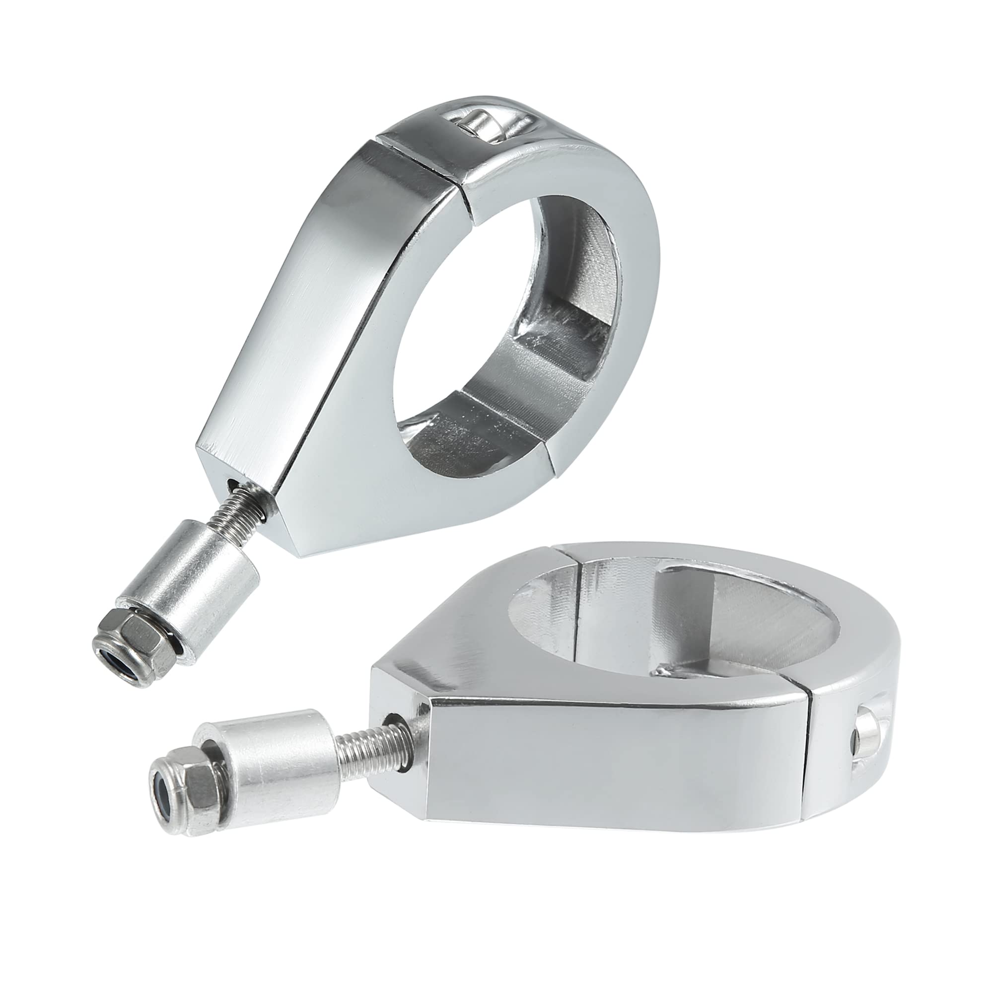 Acropix Universal Motorcycle Turn Signal Light Fork Clamps Kit 41Mm 1.6Inch Chrome - Pack Of 2