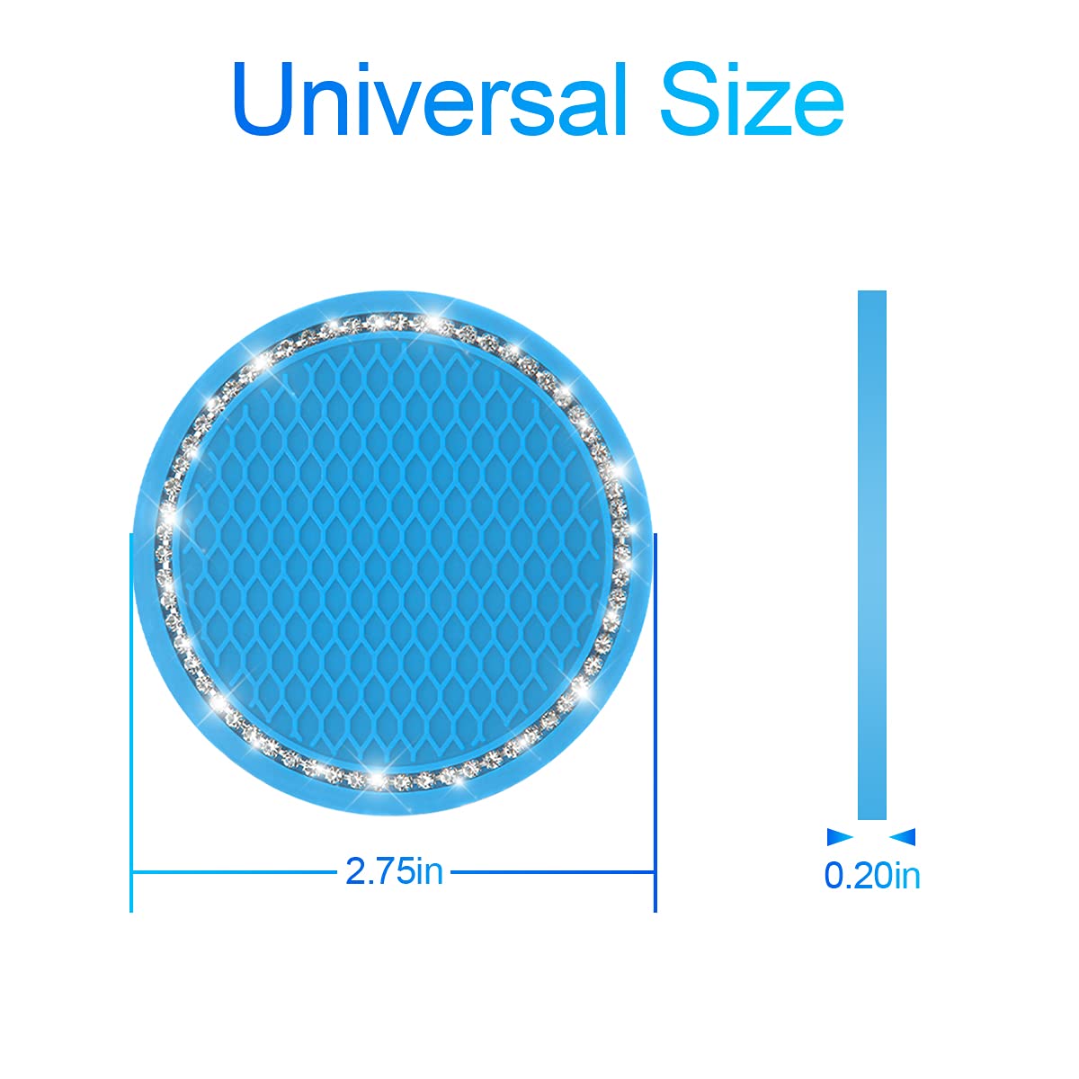 Car Bling Cup Holder Coaster, 2 Pack 2.75 Inch Crystal Rhinestone Car Cup Holder Insert Coaster,Universal For Cars, Vehicles, Suvs, Car Interior Accessories For Women And Men (Blue)