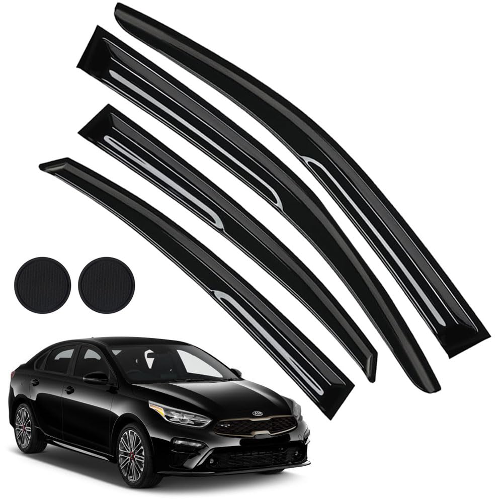 Rain Guards For Kia Forte 2019-2023, Tape-On Side Window Deflectors For Kia Forte, Window Visors For Kia Cars, For Kia Car Acces