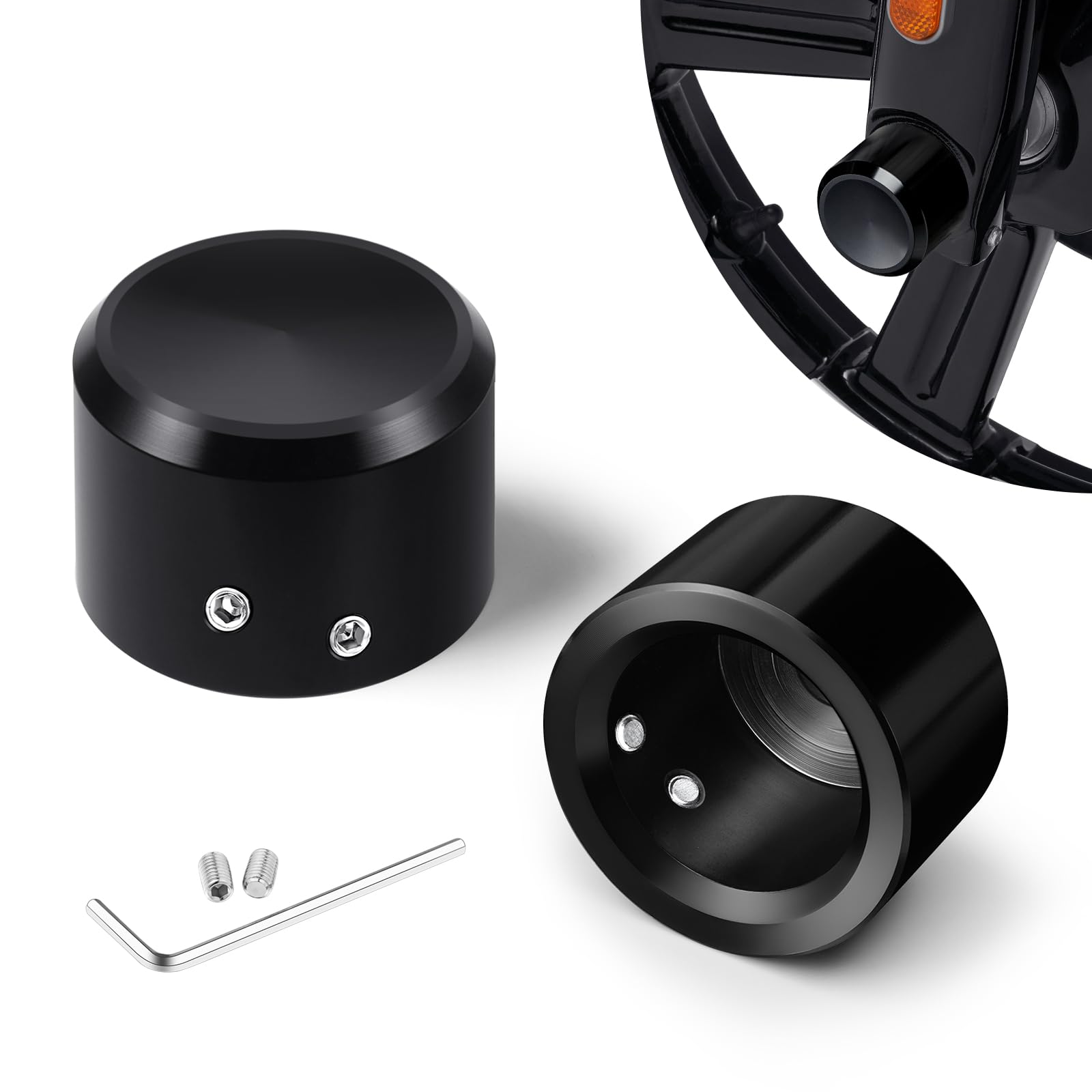 Benlari Black Front Axle Nut Caps Covers Compatible For Harley Touring Softail Sportster Dyna Road King Electra Street Glide 200