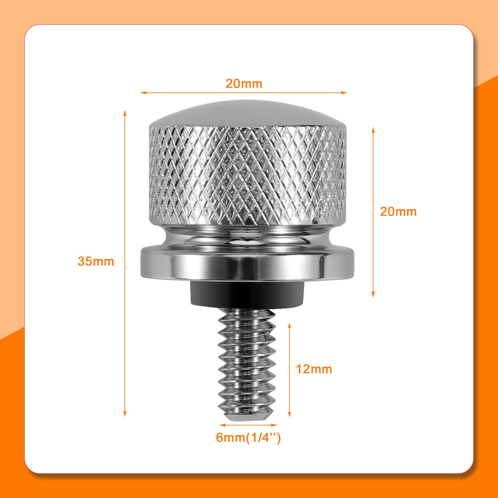 Eumti Chrome Stainless Knurled Fender Rear Seat Bolt Screw 1/4'-20 Thread Quick Install Compatible With Harley Touring Softail Dyna Sportster Cvo Fatbob 1996-2024