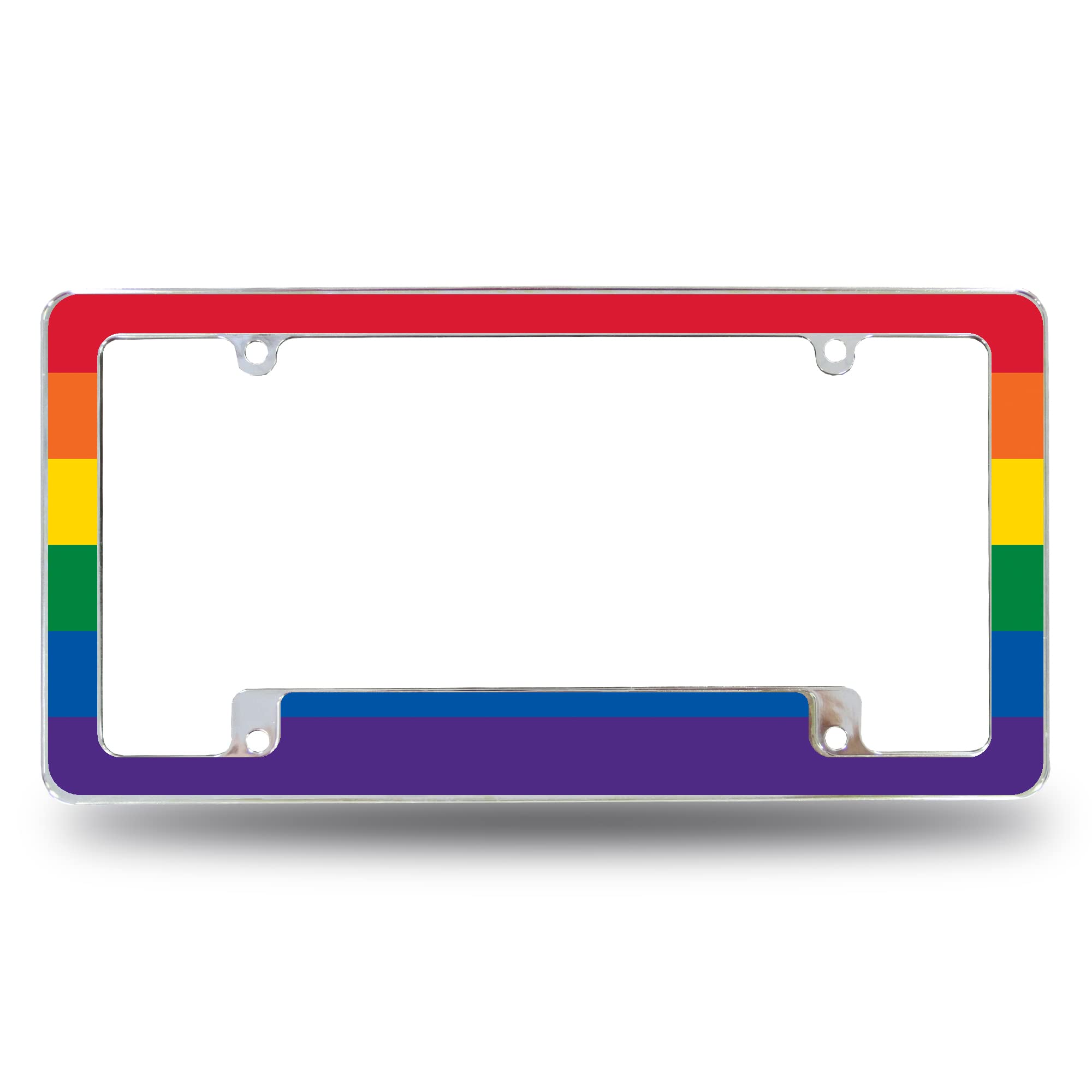 Rico Industries Rainbow Gay Pride Flag All Over Automotive License Plate Frame Traditional Rainbow Pride Flag Design LGBTQ+ Lice