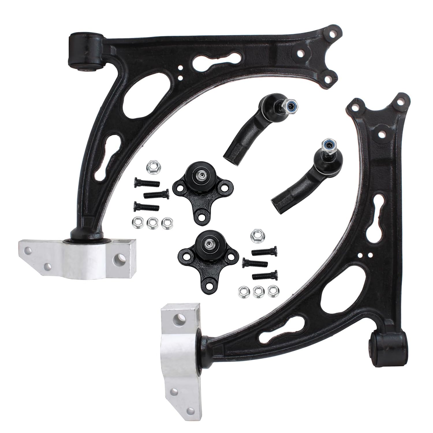 Detroit Axle - 6pc Front End Suspension Kit for Volkswagen Jetta Golf GTI Rabbit EOS R32 Audi A3 Quattro 2 Lower Stamped Control