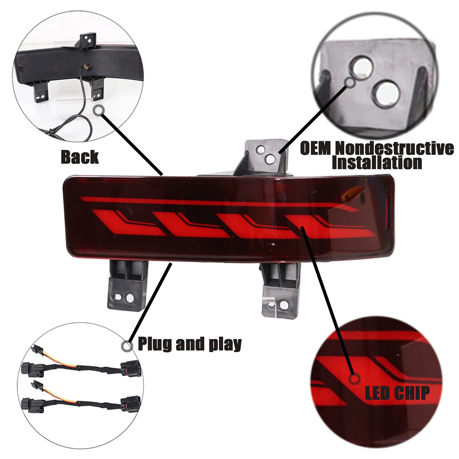 Geegeetop Red Lens Full Led Bumper Reflector Lights Tail Brake Rear Fog Lamps For Honda Crv Cr-V 2020-2021 Plug And Play