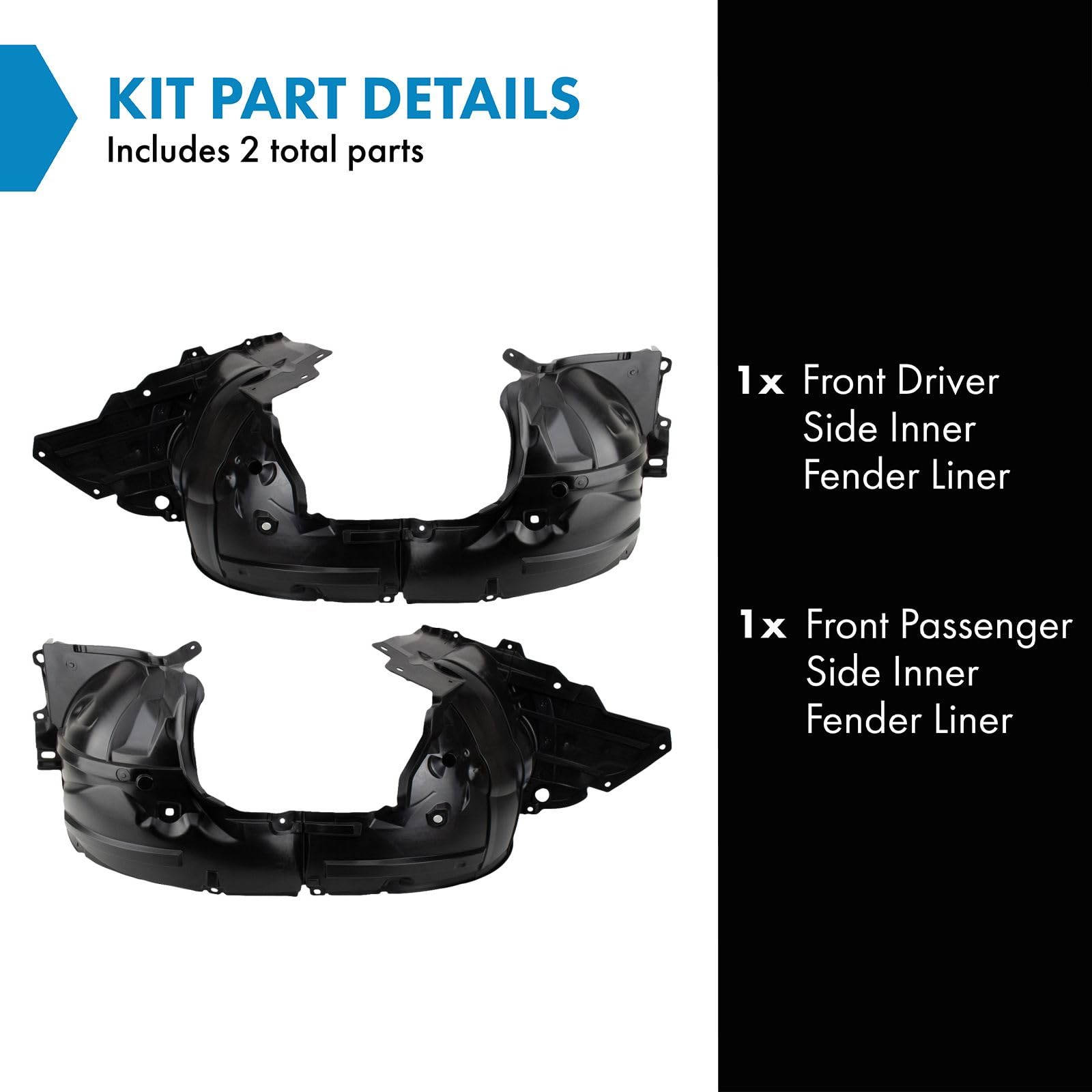 Trq Front Inner Fender Liner Set Compatible With 2013-2019 Nissan Sentra Ni1248133 Ni1249133