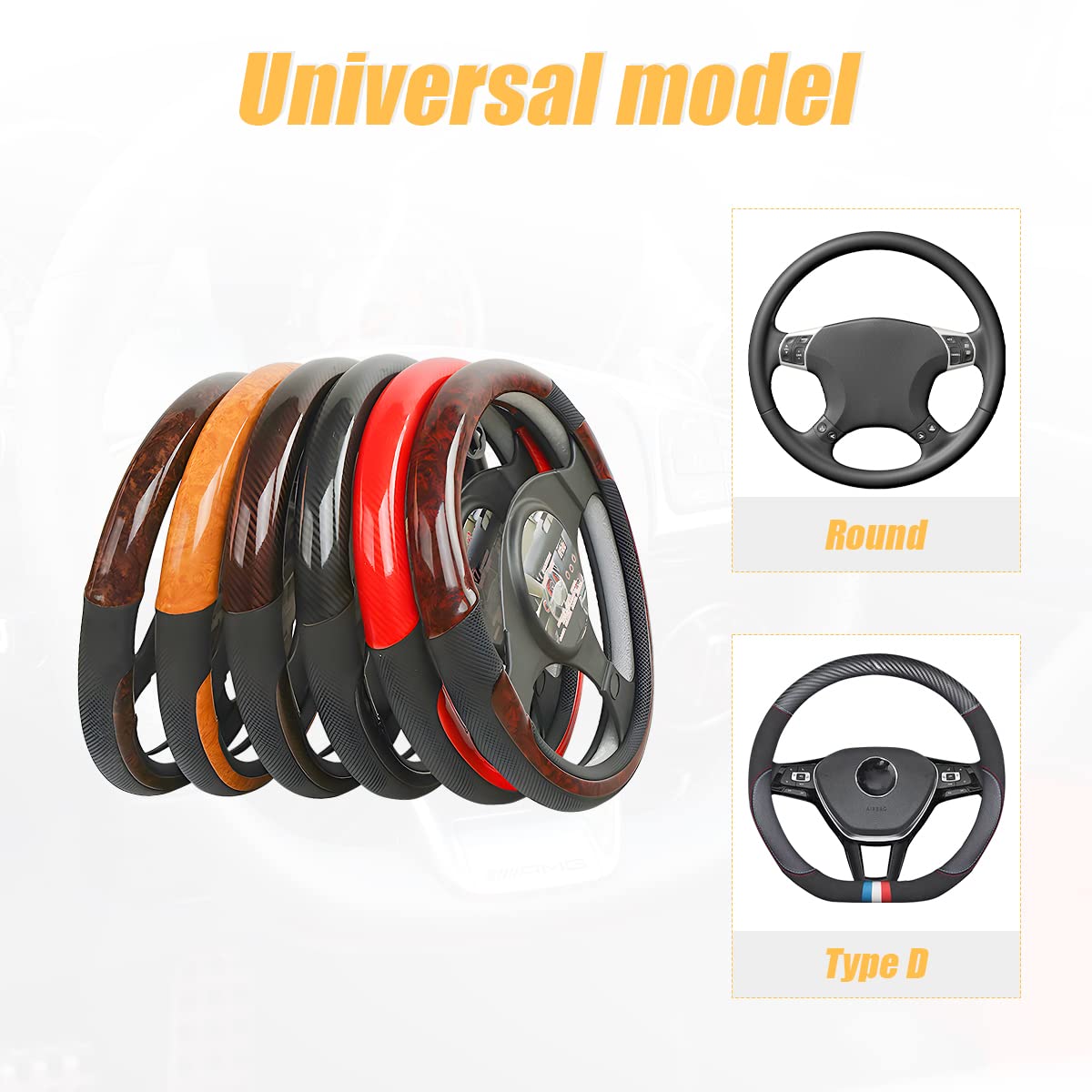 Universal Steering Wheel Cover - Microfiber Leather, 15 Inch, Anti-Slip, Breathable, Odorless Car Steering Wheel Protector, Suv