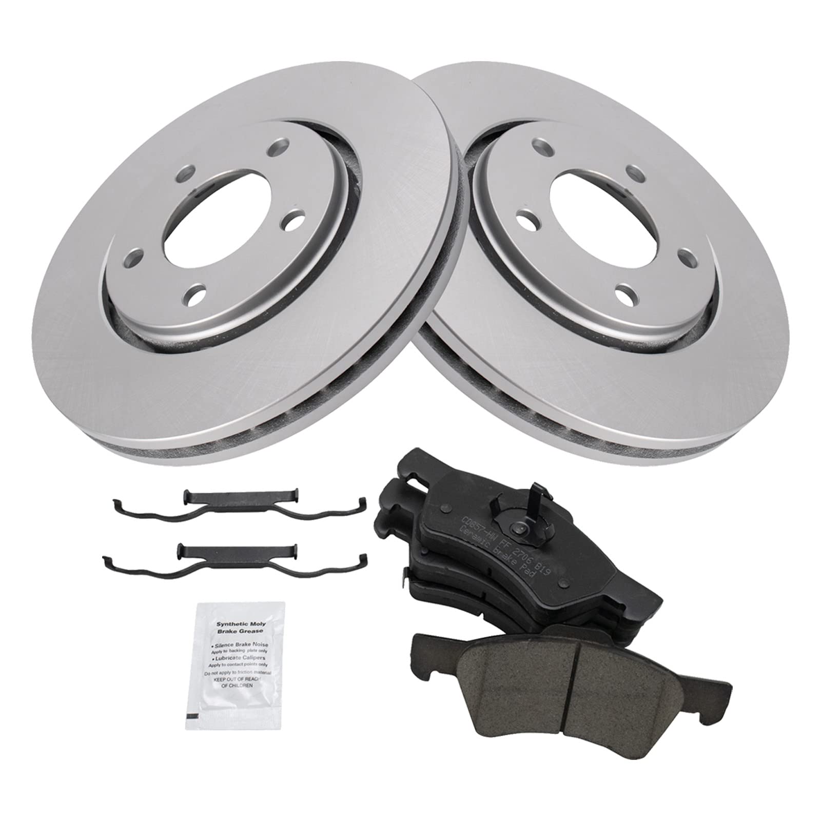 Trq Front Brake Pad & Rotor Kit Brake Pads Brake Rotor Ceramic Premium G-Coated Compatible With 2001-2007 Chrysler Town & Countr