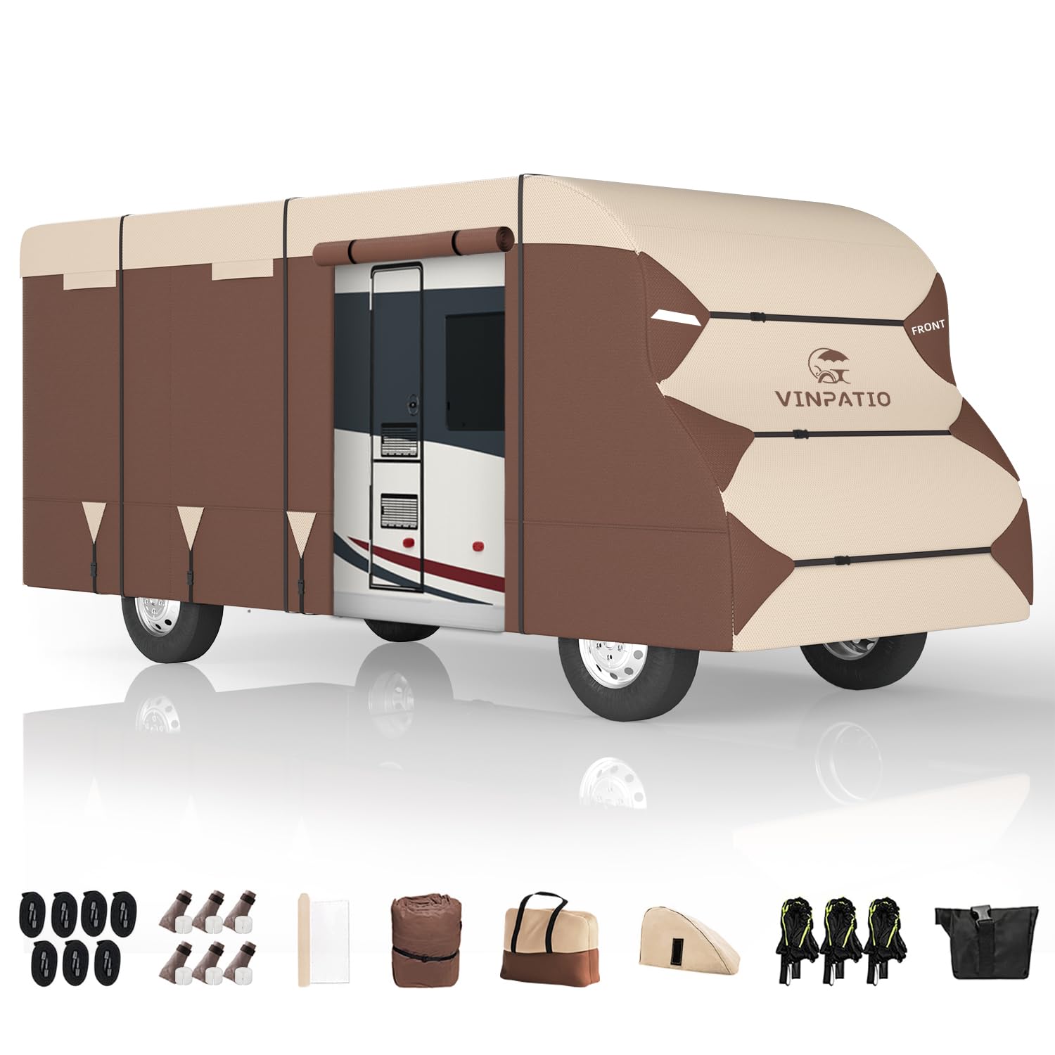 Vinpatio Class C Rv Cover 600D Oxford Fabric, Fits 26'-29' Rv, Heavy Duty Windproof Waterproof Anti-Uv Class C Motorhome Cover W