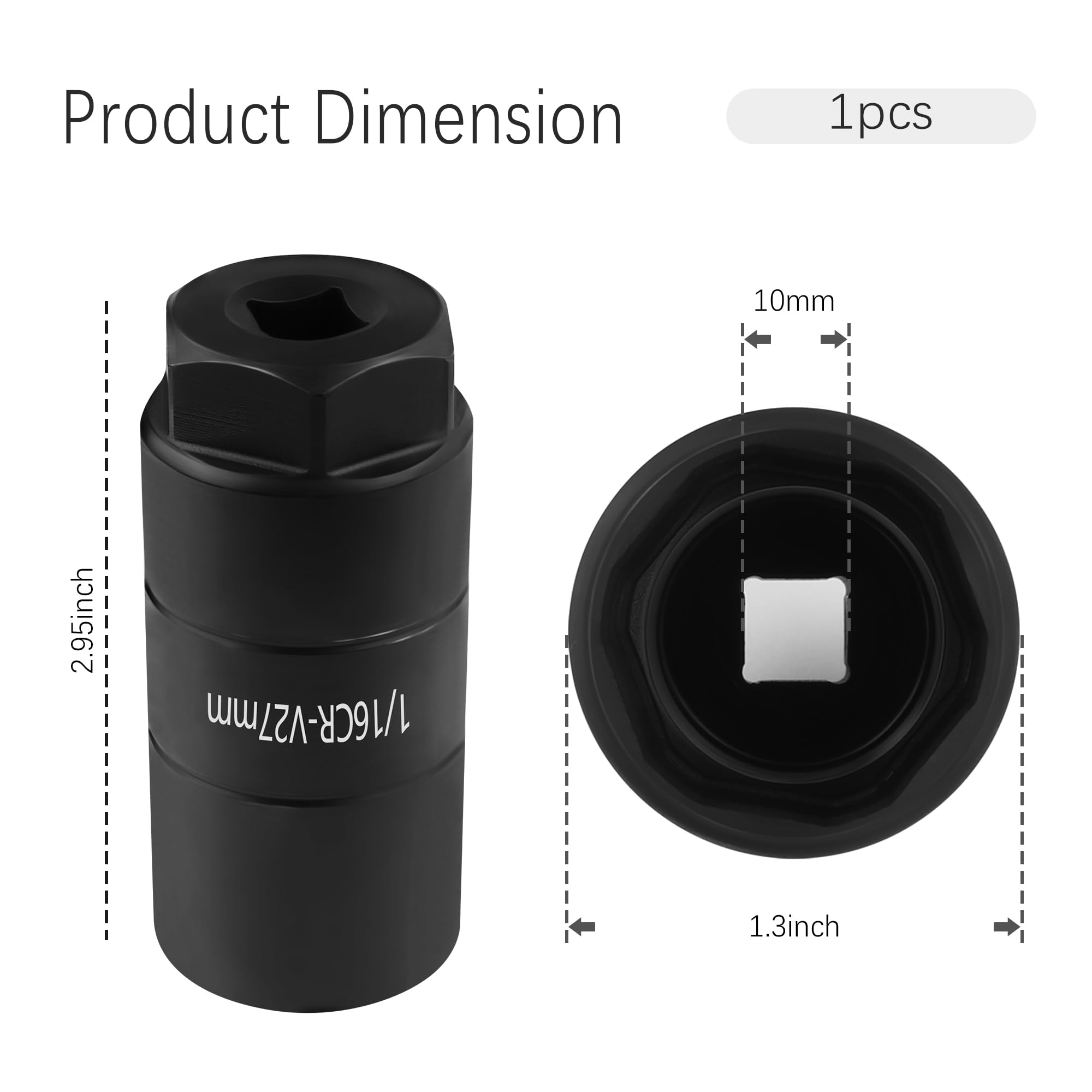 Oil Pressure Sensor Socket,1 1/16 Socket Switch Fits 3/8' Drive Or 1 1/8' Hex Wrench,Professional Oil Pressure Switch Socket For Quick Removing/Installing Oil Sending Unit (Black)