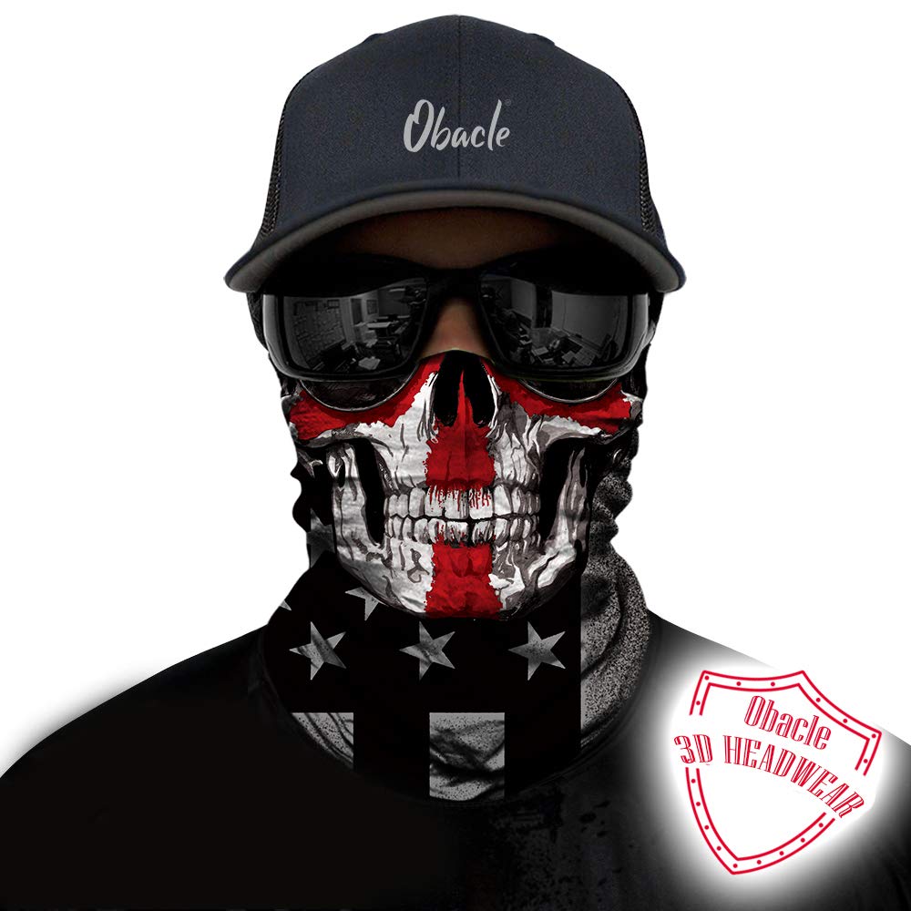 Obacle Skull Face Mask Half For Dust Wind Uv Sun Protection Seamless 3D Tube Mask Bandana For Men Women Thin Skeleton Mask Motor