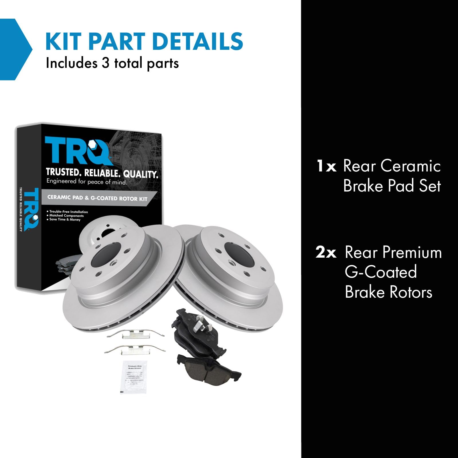 Trq Rear Brake Pad & Rotor Kit Brake Pads Brake Rotor Ceramic Premium G-Coated Compatible With 2007-2013 Bmw 328I 2009-2013 328I
