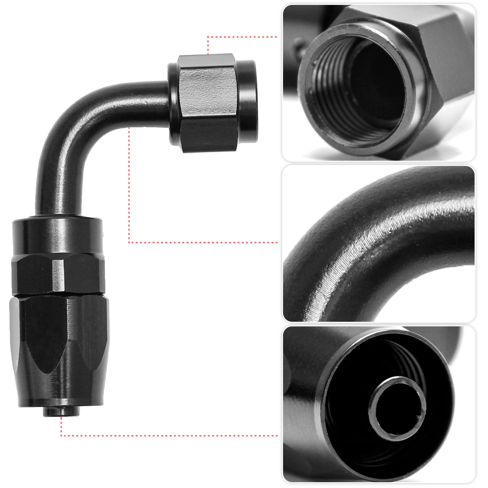Shineyoo 4 Pcs 6An Straight And 2 Pcs 6An 90 Degreeswivel Hose End Fitting Adapter Black