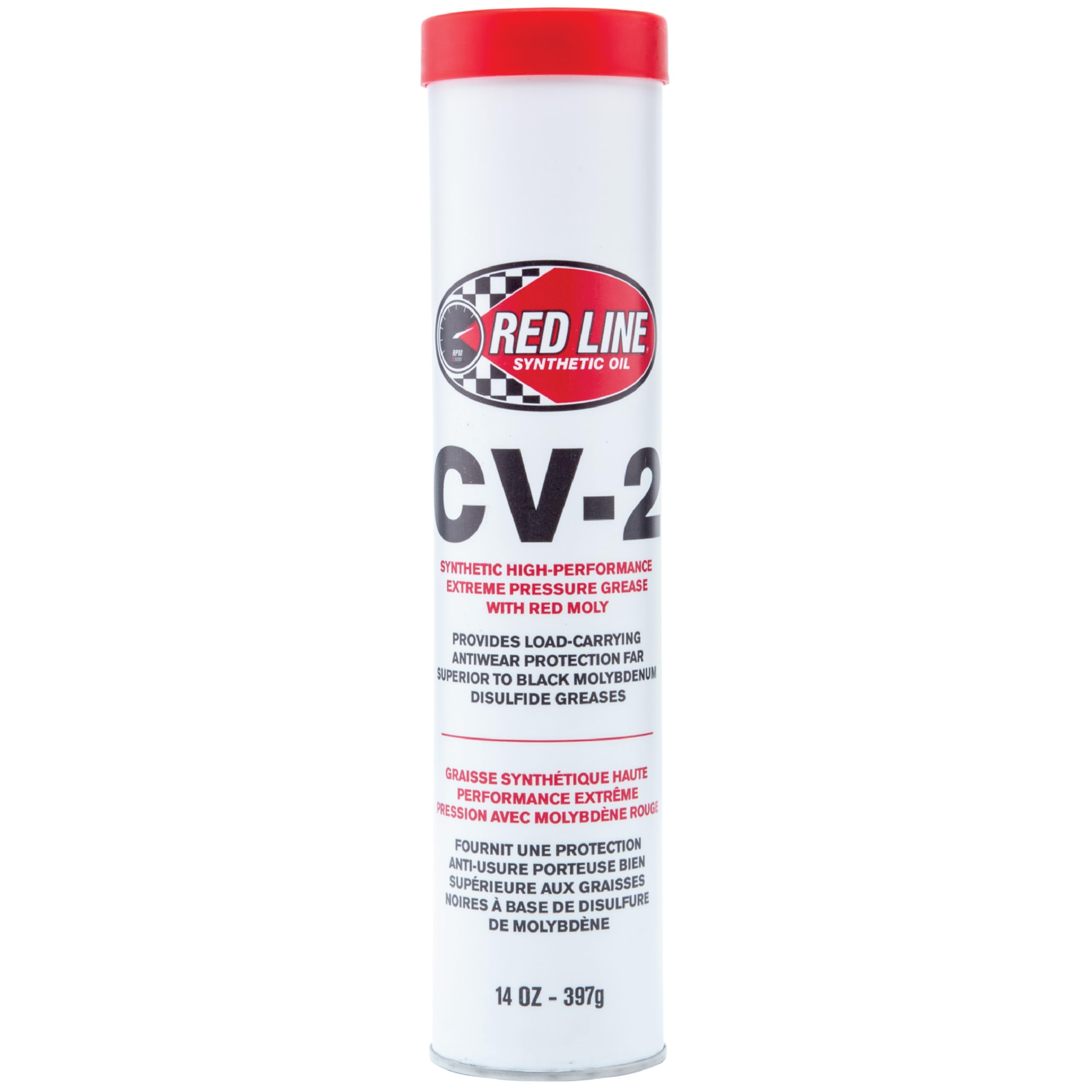 Red Line 80402 High Performance Cv-2 Synthetic Grease Cartridge With Red Moly - 14 Ounce Tube (4 Pack)