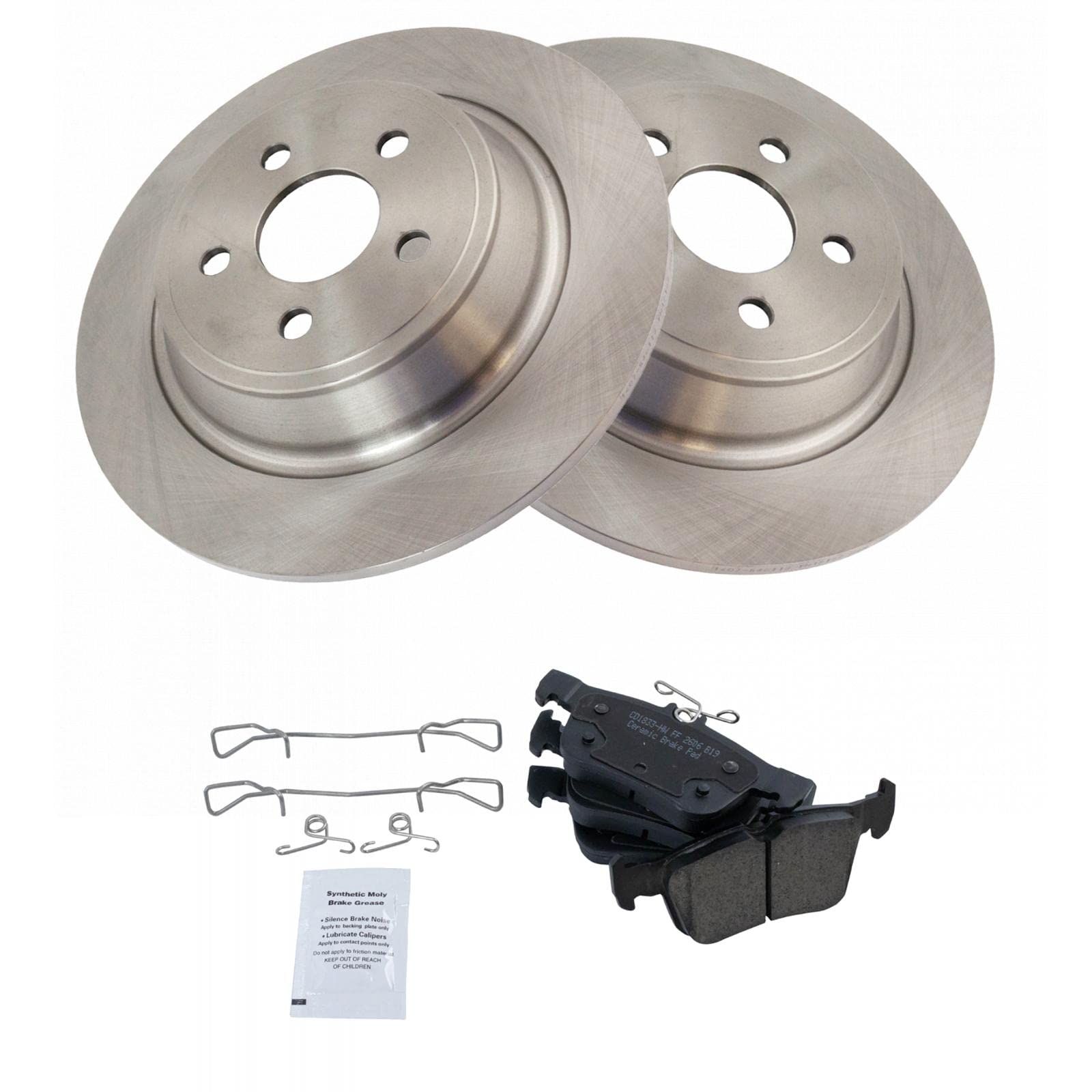Trq Rear Brake Pad & Rotor Kit Brake Pads Brake Rotor Ceramic Compatible With 2015-2021 Ford Edge 2017-2019 Fusion 2017-2020 Lin