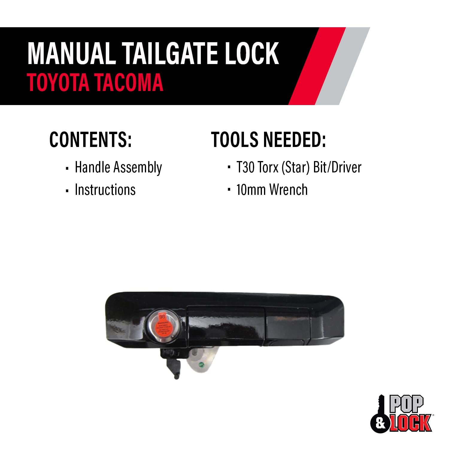 Pop & Lock Pl5410 Gloss Black: J202 Paint Code Manual Tailgate Lock With Bolt Codeable For Toyota Tacoma
