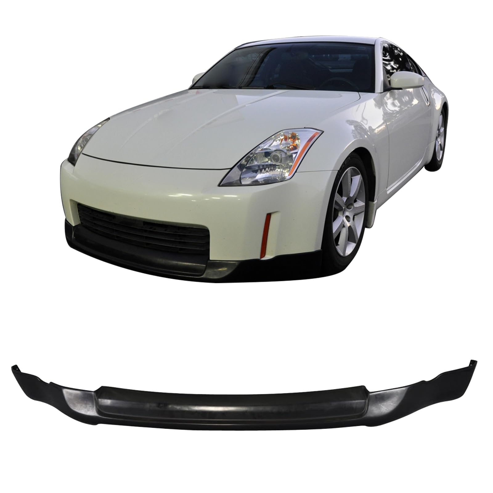 Front Bumper Lip Compatible with 2003-2005 Nissan 350Z, ING-S Style PU Black Front Lip Spoiler Splitter by IKON MOTORSPORTS, 2004