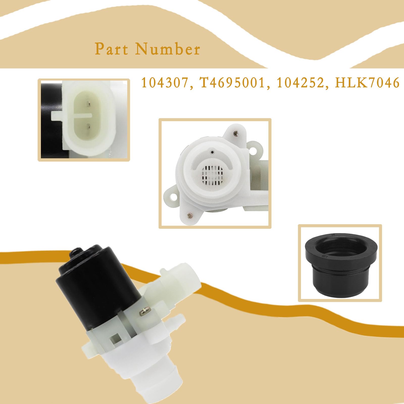 Earthtec New Truck Windshield Wiper Washer Fluid Pump for Peterbilt 104307 HLK7046 385 386 387 388 389 579 385 386 387 388 389 5