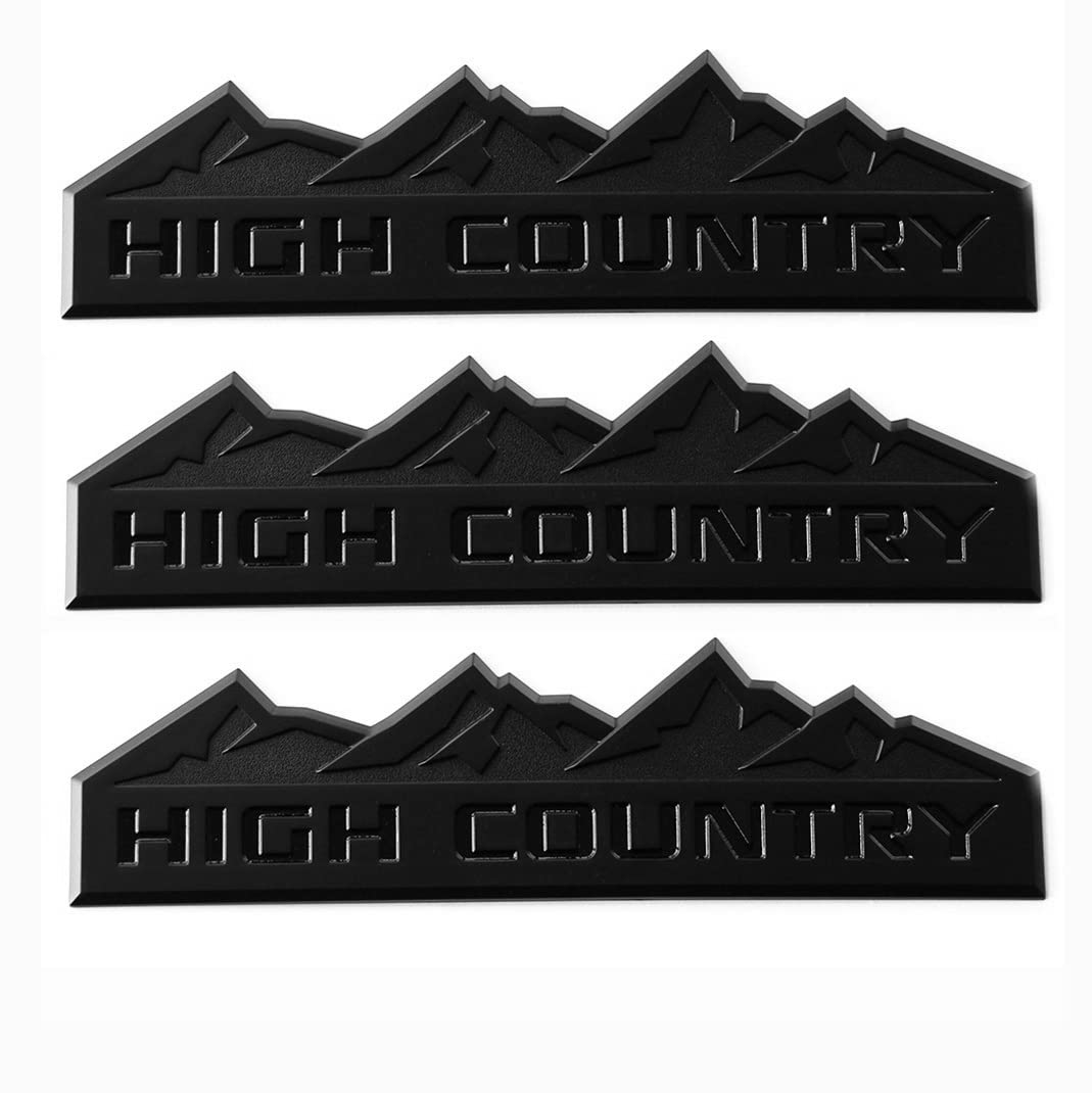 Yoaoo 3Pack Black High Country Emblem Badges Door Tailgate 3D Nameplate Compatible With Silverado 1500 2500Hd Sierra 3500Hd Oem