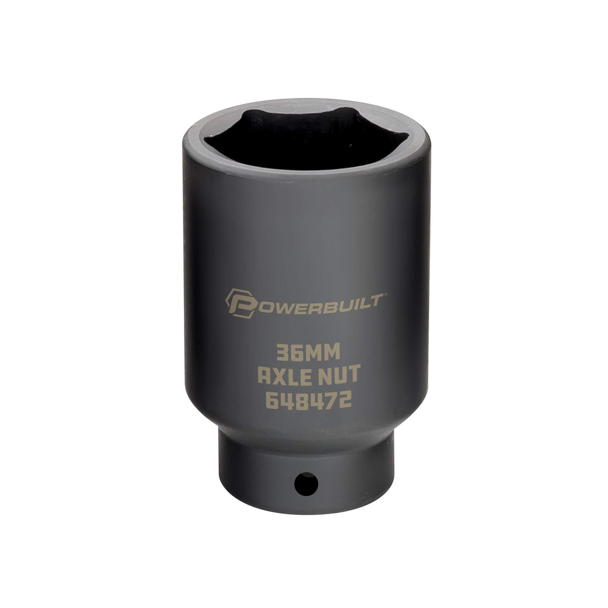 Powerbuilt 1/2-Inch Drive Axle Nut Socket, 36Mm 6 Point Extra Deep, Remove Front Wheel Drive Axle Shaft Nuts, Pin Hole - 648472,