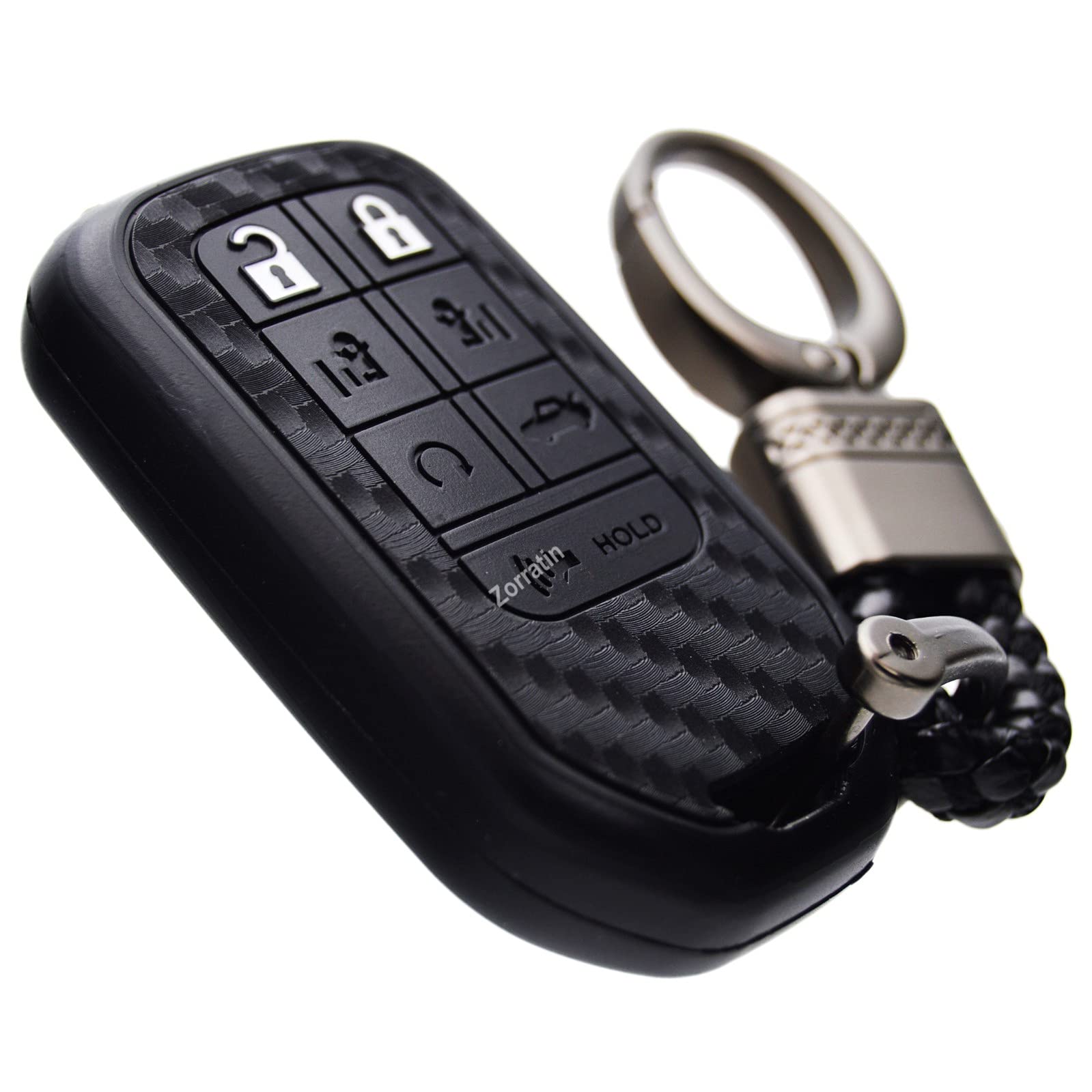Zorratin Carbon Silicone Key Fob Cover With Keychain For 2020 2019 2018 Honda Odyssey Elite Ex