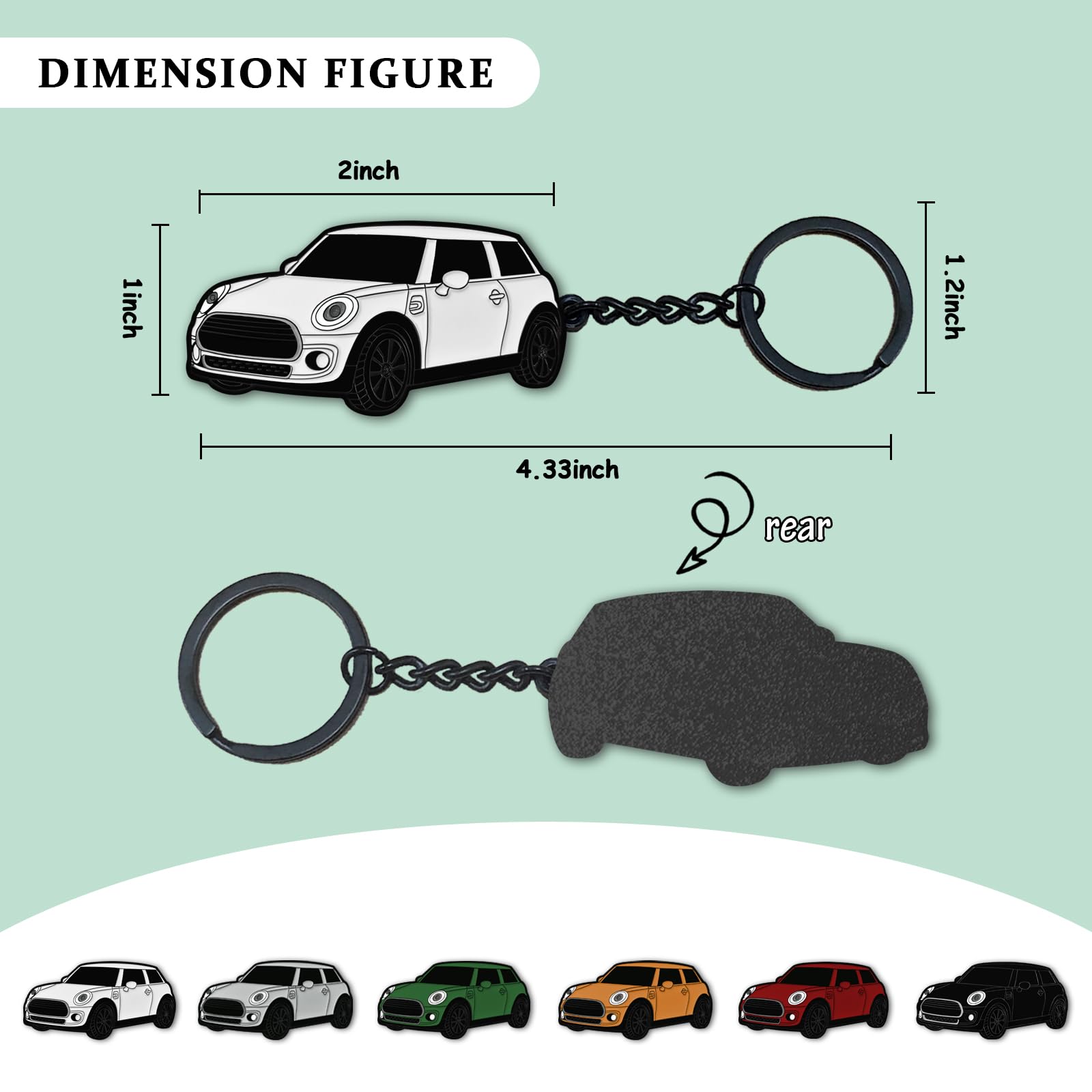 Glahorse For Mini Cooper Keychain，For Mini Cooper/Cooper S Accessories 2014-2022，Metal Keychain (White)