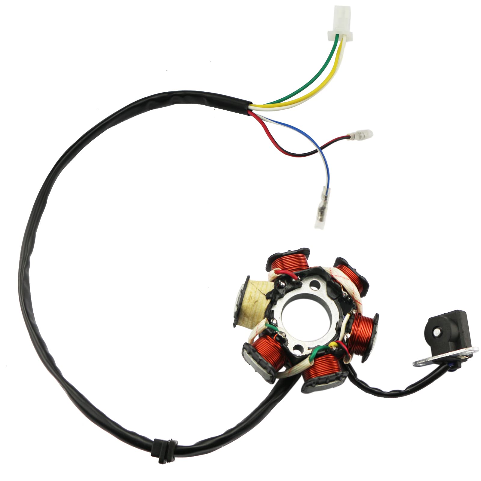 6 Coil 5 Wire GY6 Stator Magneto, PRO BAT, 6 Coil Pole Magneto Stator for GY6 50cc 70cc 90cc110cc 125cc Chinese ATVS Dirt/Pit Bl