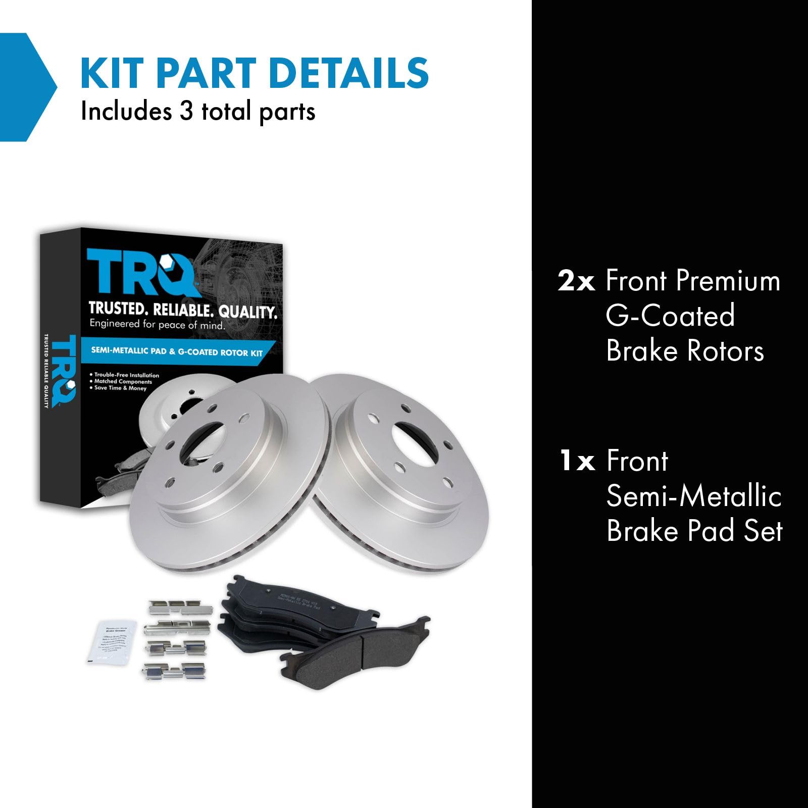 Trq Front Brake Pad & Rotor Kit Brake Pads Brake Rotor Semi-Metallic Premium G-Coated Compatible With 2004-2006 Dodge Durango 20
