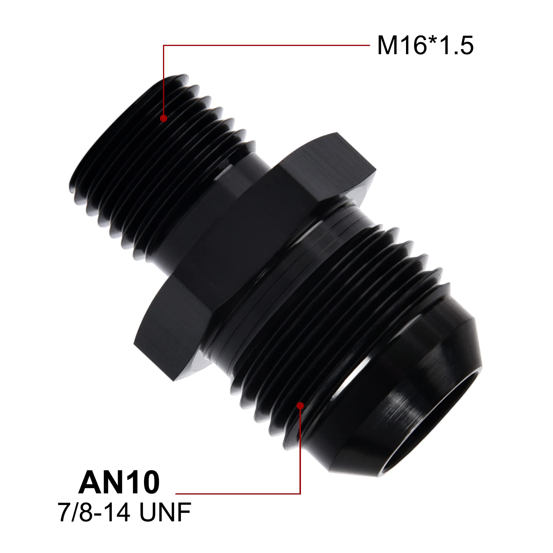 Evil Energy 10An Male Flare To M16 X 1.5Mm Male Metric Fitting Adapter Aluminium Alloy 2Pcs