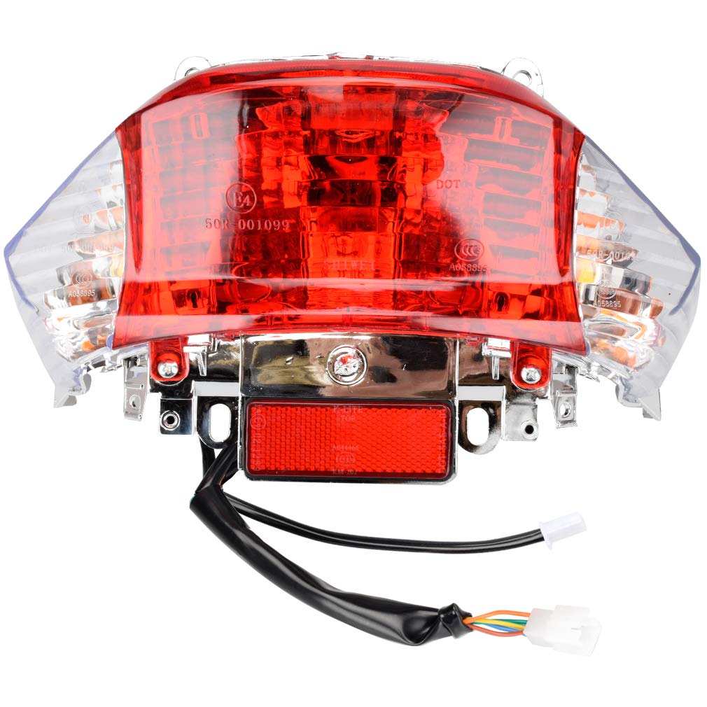 Hiaors 12V 5W Tail Light Turn Signal Lamp Assembly For 4-Stroke Gy6 49Cc 50Cc Sunny Jonway Roketa Baja Icebear Shenke Chuanl Taotao Atm50 Baja Sc50 Wolf Rx-50 Baccio Heat Chinese Scooter Moped