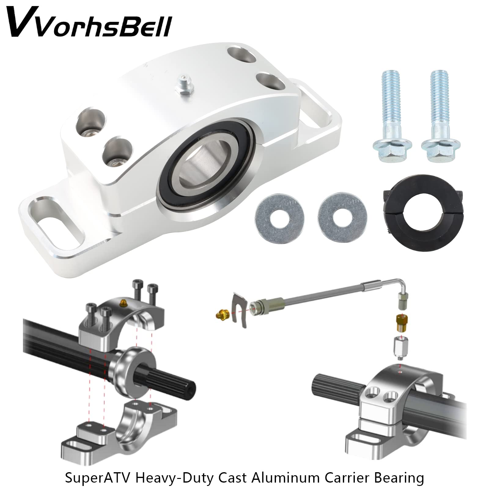 VVORHSBELL ATV Heavy Duty Billet Aluminum Carrier Bearing, Bearing Compatible with 2014-2021 Polaris Ranger 570 XP 1000 RZR XP 9