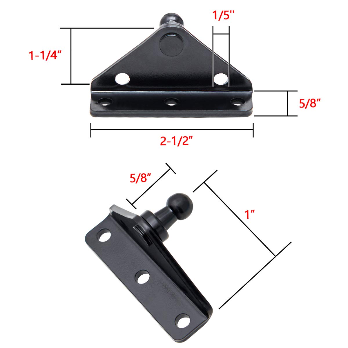 10Mm Ball Stud Mounting Bracket Angled L-Shaped Gas-Strut Mounts For Lift Supports Shocks Spring Prop, Black Set Of 4