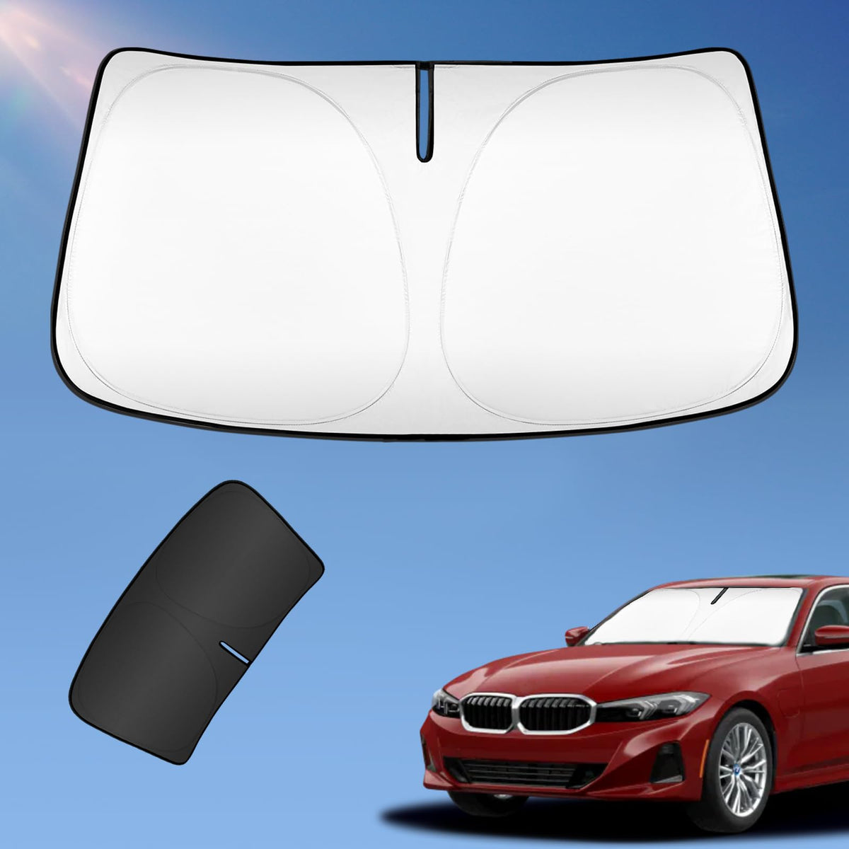 Sun Shade Sunshade For Bmw 3 Series F30/ F31/ F80/ M3 2020-2024 2025 Windshield Cover, 2-Layers Sun Shield For 328I 335I 320I 33