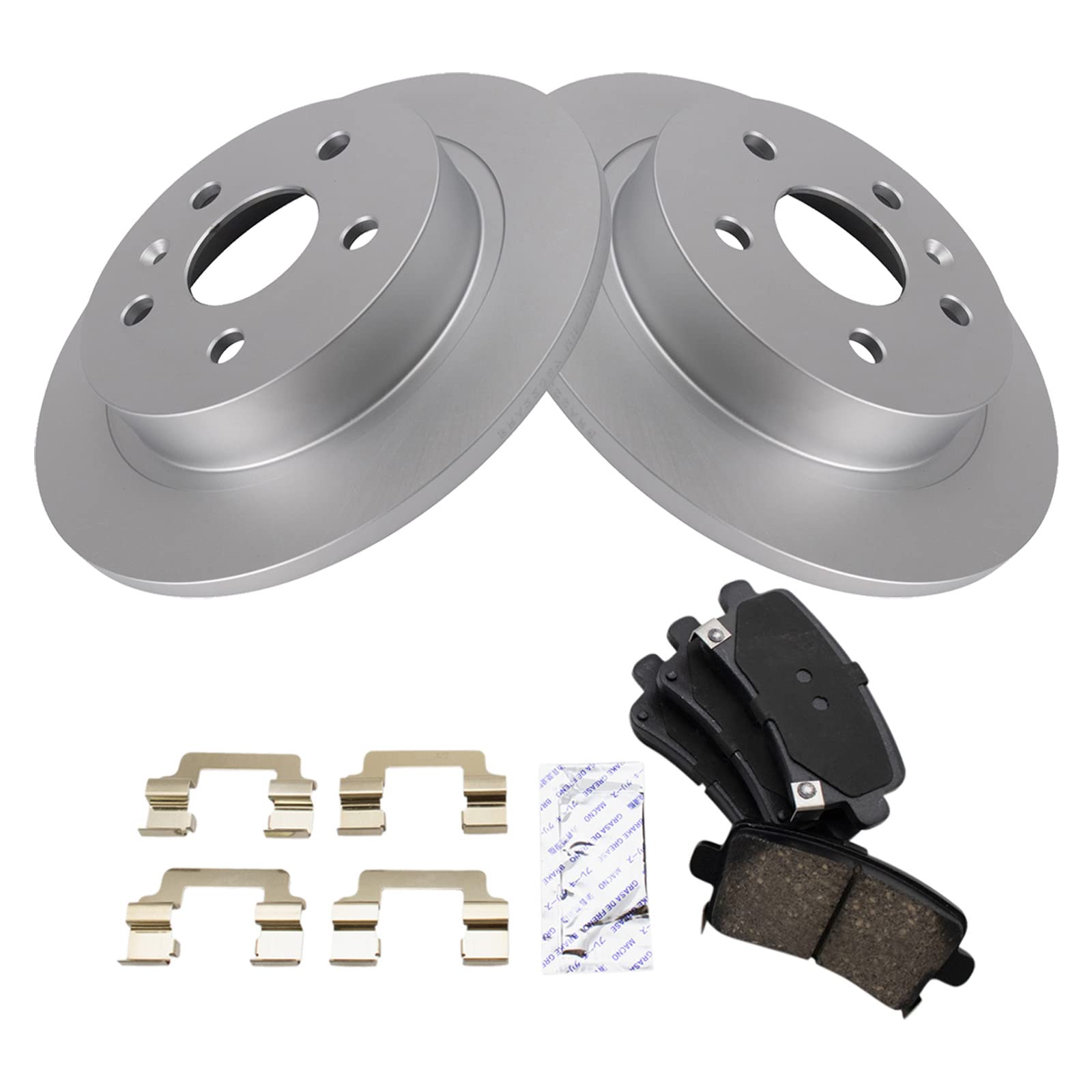 Trq Rear Brake Pad & Rotor Kit Brake Pads Brake Rotor Ceramic Premium G-Coated Compatible With 2012-2016 Buick Lacrosse 2011-201