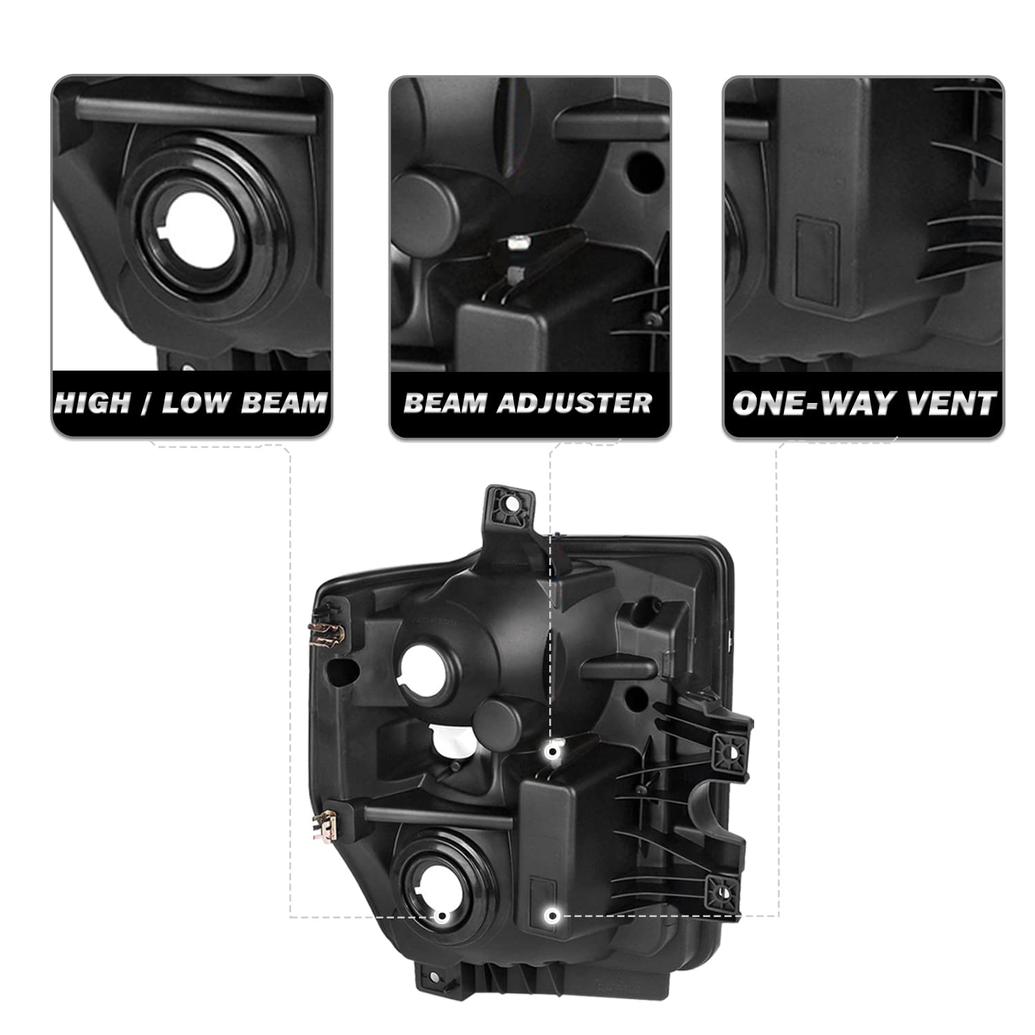 Sockir Headlight Assembly Set Compatible With 2008-2010 Ford F-250 F-350 F-450 F-550 Super Duty Oe Style Headlamp Replacement Passenger And Driver Side (Chrome Housing With Amber Reflector)