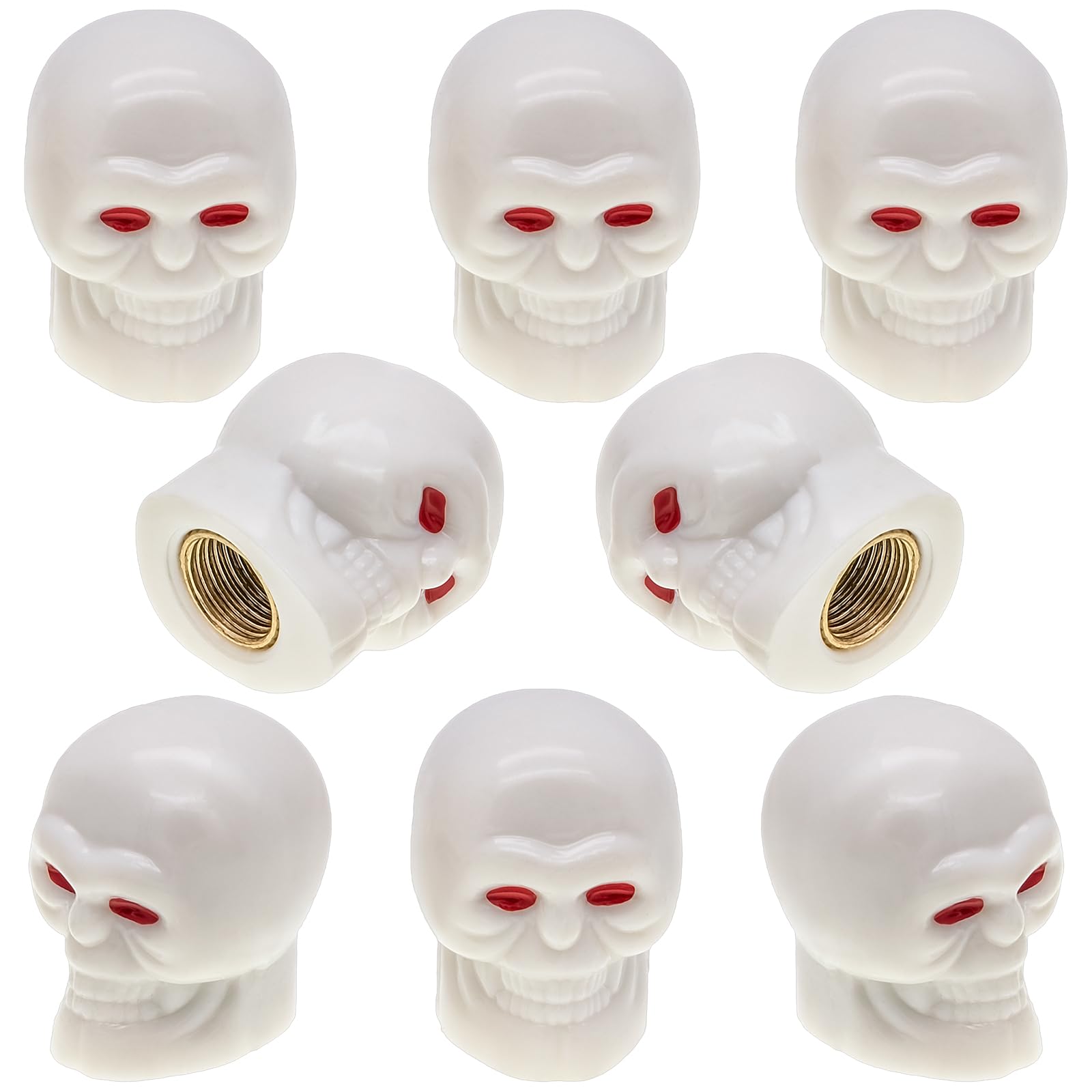 Meajoo 8Pcs Skull Style Tire Valve Stem Caps, With O Rubber Ring, Universal Copper Core Tire Valve Stem Covers For Cars, Suv, Tr