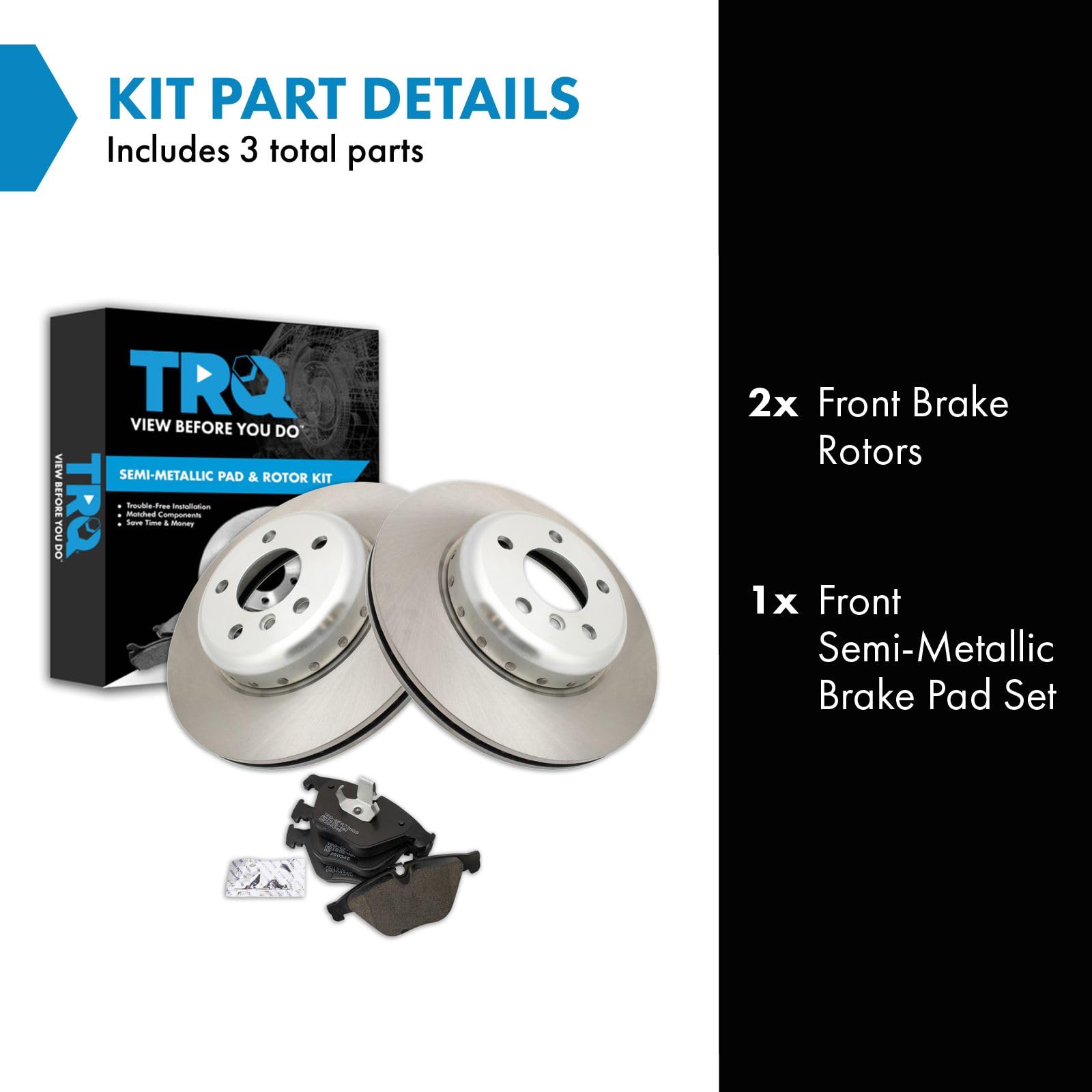 Trq Front Brake Pad & Rotor Kit Brake Pads Brake Rotor Semi-Metallic Compatible With 2014-2016 Bmw 528I