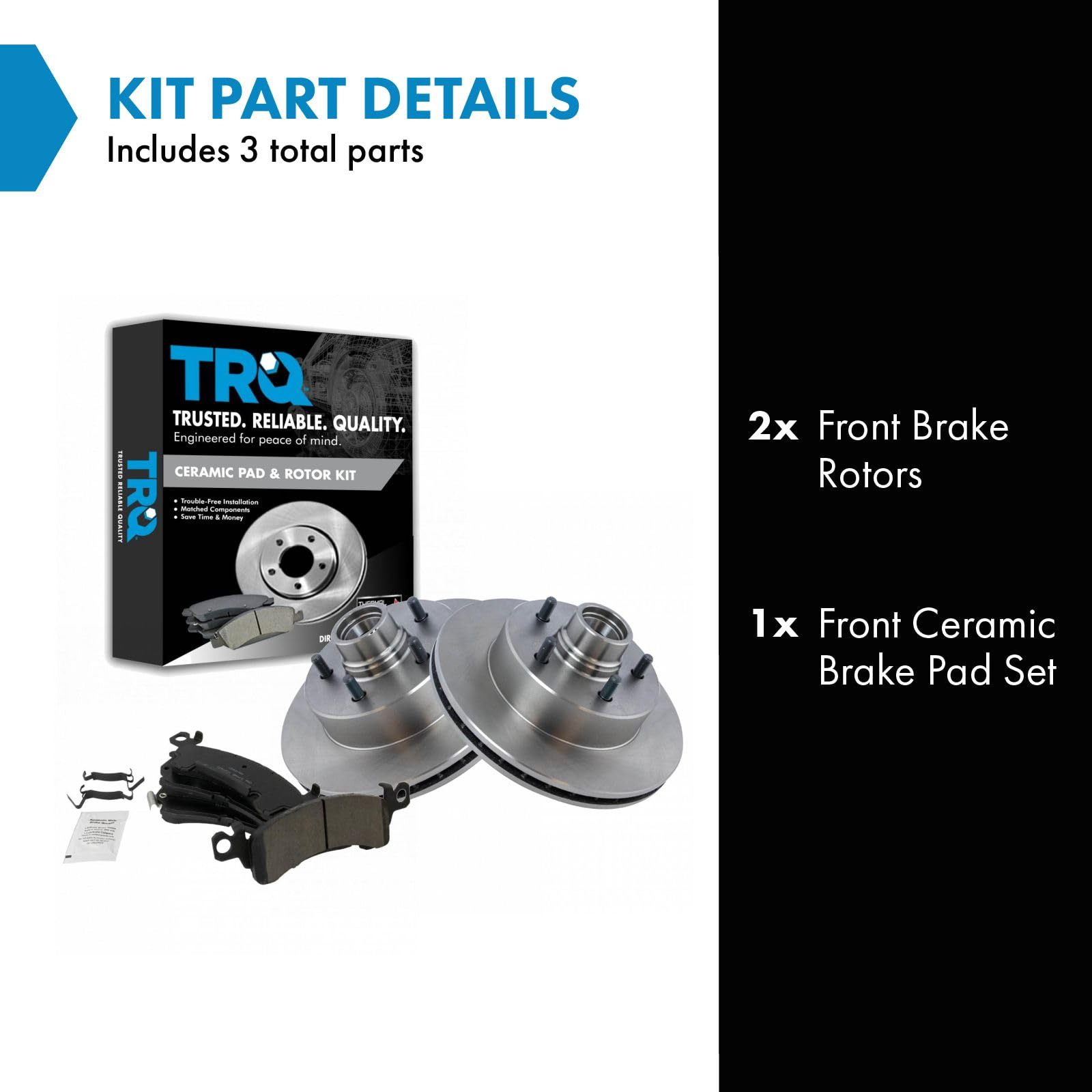 Trq Front Brake Pad & Rotor Kit Brake Pads Brake Rotor Ceramic Compatible With 1990-2002 Chevrolet Astro Gmc Safari